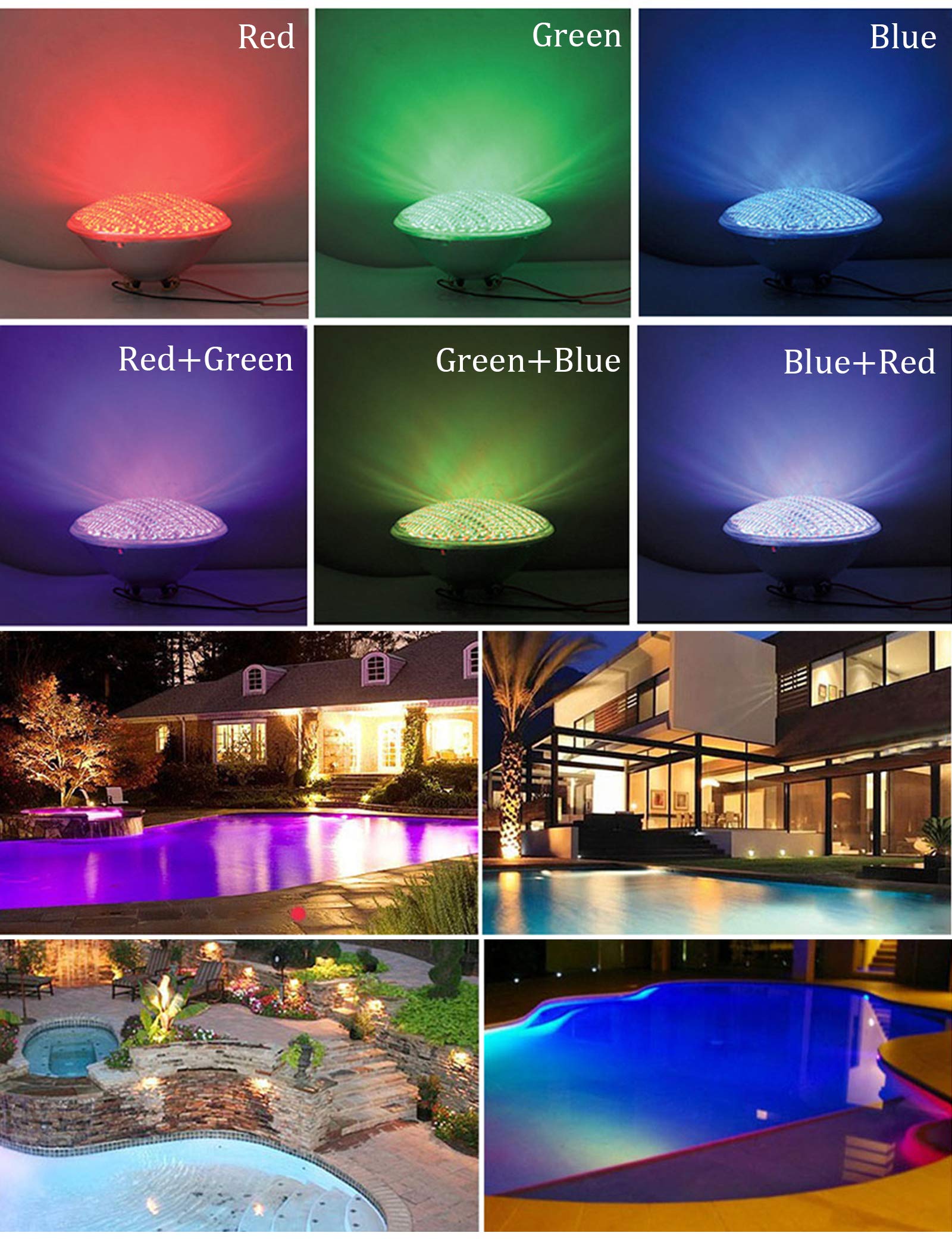 12V 45W PAR56 RGB Color Changing LED Pool Light Bulb - IP68 Waterproof Swimming Pool Light with Remote Control - Perfect for Inground Pools, Spas, and Outdoor Water Features