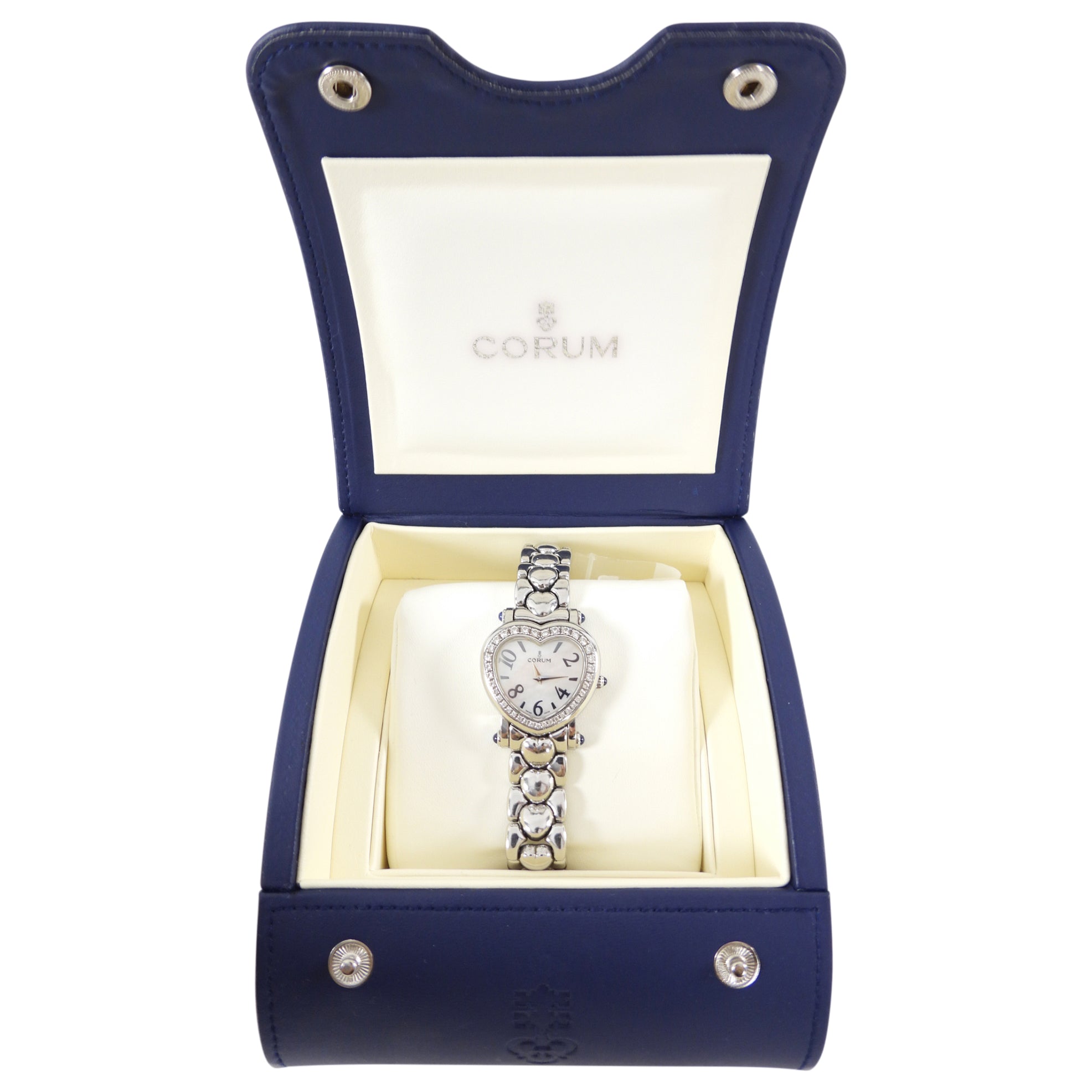 Vintage Corum Stainless Steel Diamond Heart Beat Bracelet Watch for Women - 1990s Retro Luxury Timepiece - Perfect for Evening Events & Special Occasions