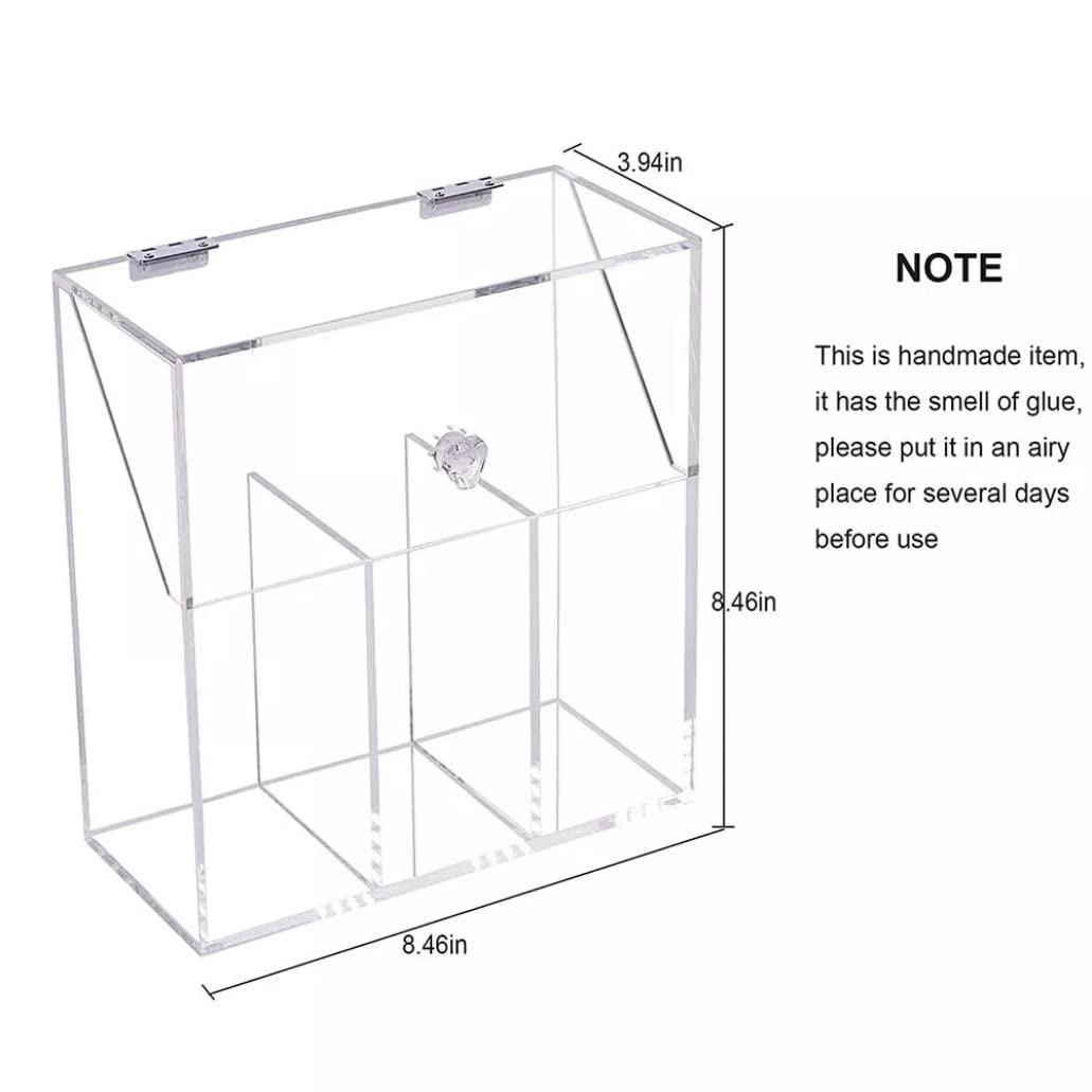 Clear Acrylic Makeup Brush Organizer with Lid - 3 Compartment Cosmetic Brush Storage Box | Perfect for Vanity, Bathroom & Travel Organization | Makeup Brush Holder for Professional & Home Use