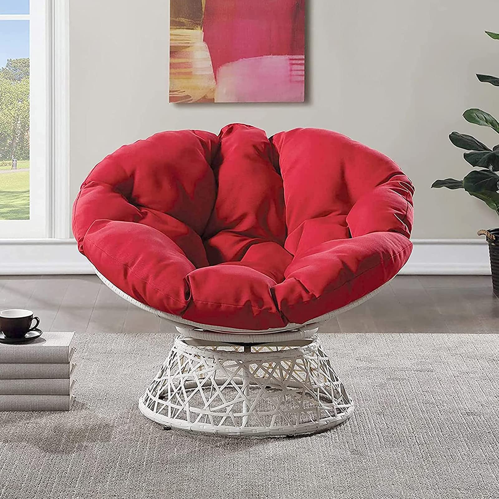 Waterproof Papasan Chair Cushion - Thick Overstuffed Seat Pad for Indoor & Outdoor Use - Comfortable Hammock Swing & Lounge Chair Cushion - Perfect for Patio, Garden, Living Room and Relaxation Spaces