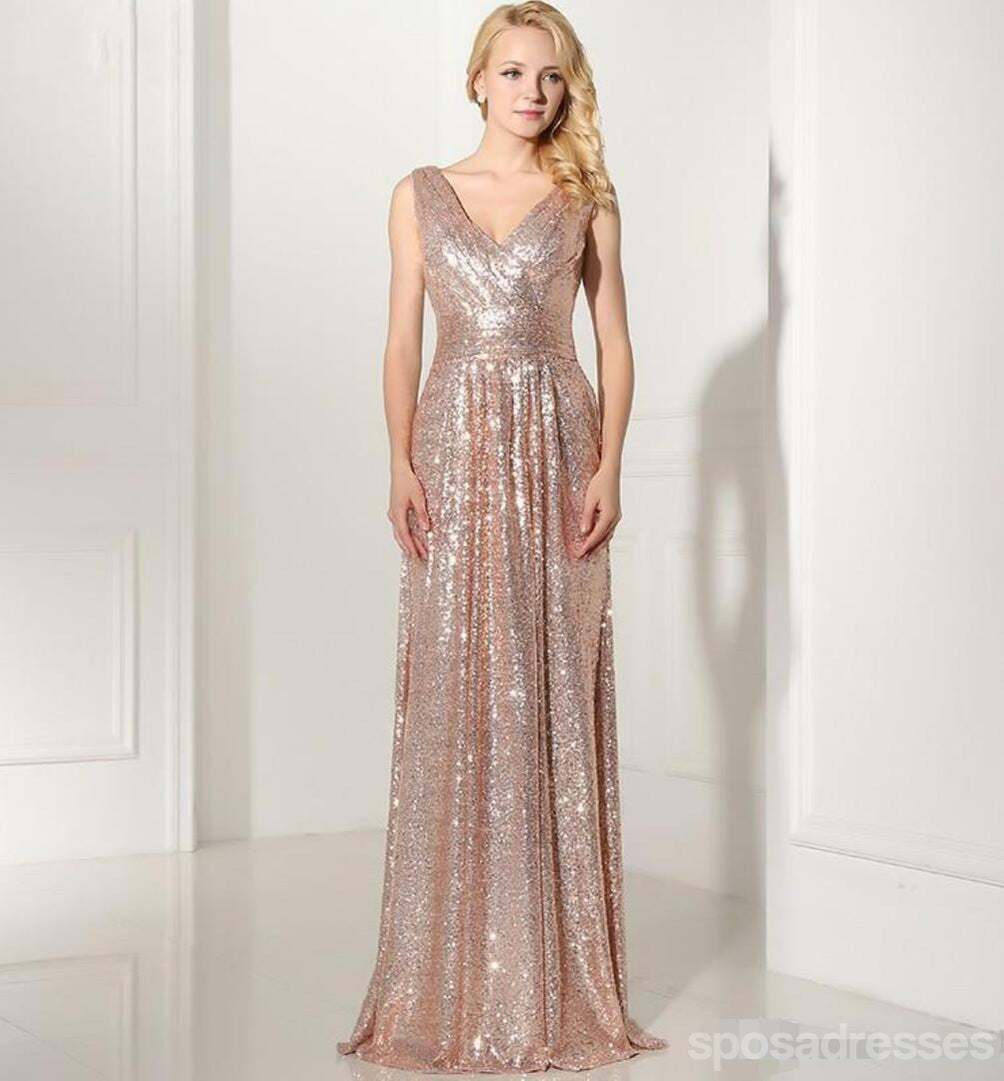 Rose Gold Sequin Bridesmaid Dresses - Elegant Mismatched Styles for Weddings & Parties | WG777 | Perfect for Bachelorette, Bridal Shower & Formal Events