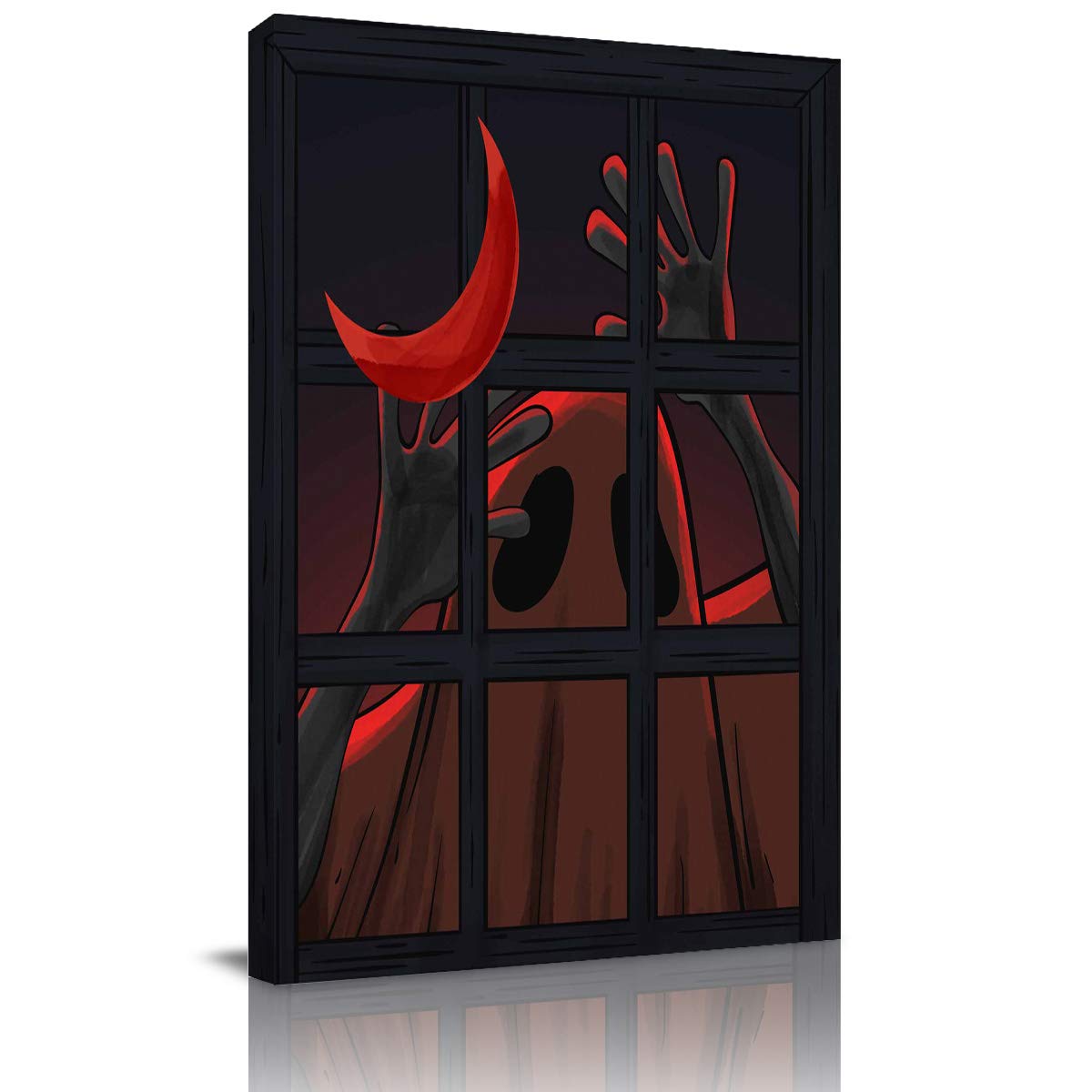 Halloween Canvas Wall Art - Moon Ghost Giclee Print, 28x20 Inches, Ready to Hang Home & Office Decor for Spooky Season | Perfect for Living Room, Bedroom, or Halloween Party Decoration