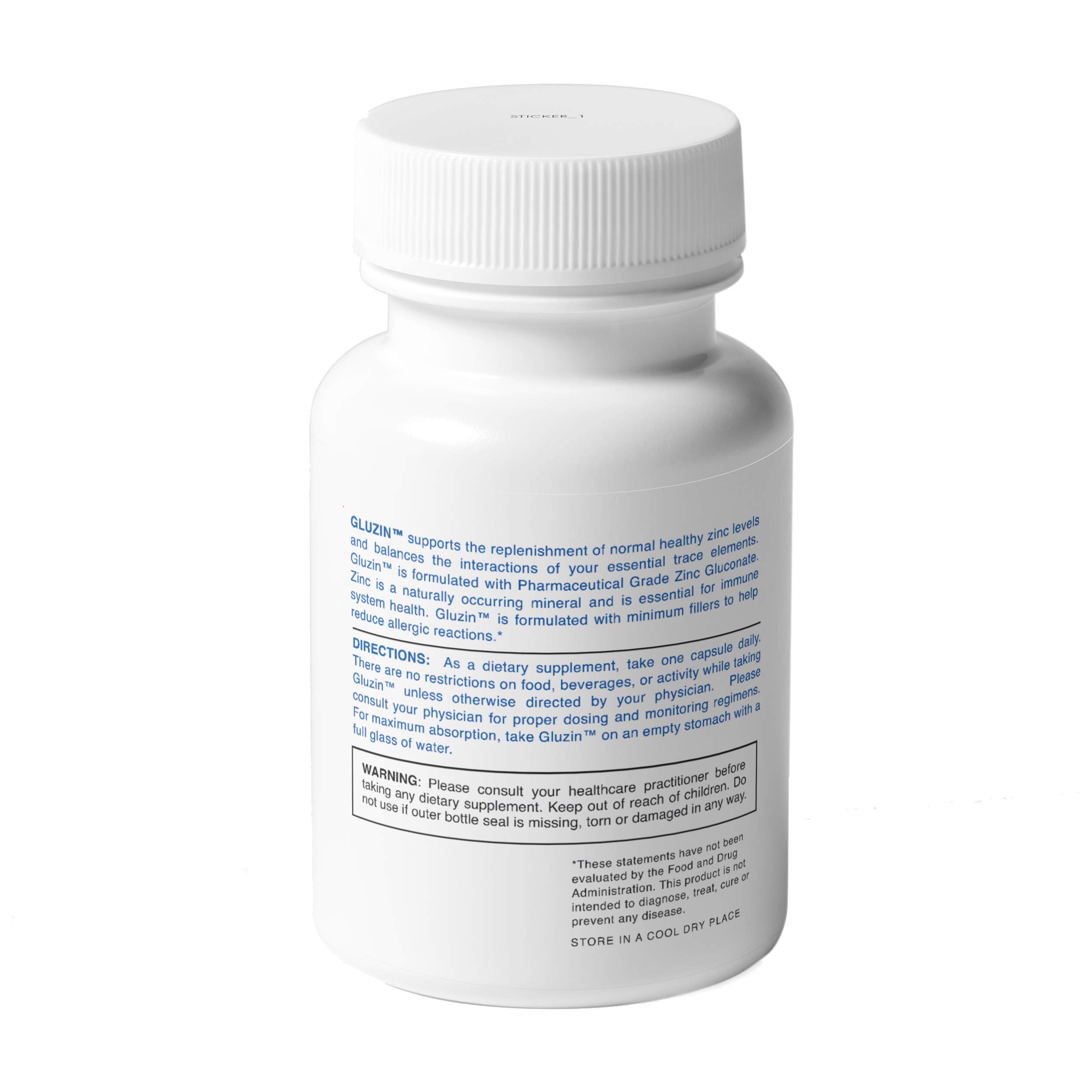 Gluzin OTC Zinc Supplement 25mg - Pharmaceutical Grade Zinc Made in USA (3 Bottles, 360 Vegetarian Capsules) for Immune Support & Wellness - Boost Energy & Recovery for Active Lifestyles