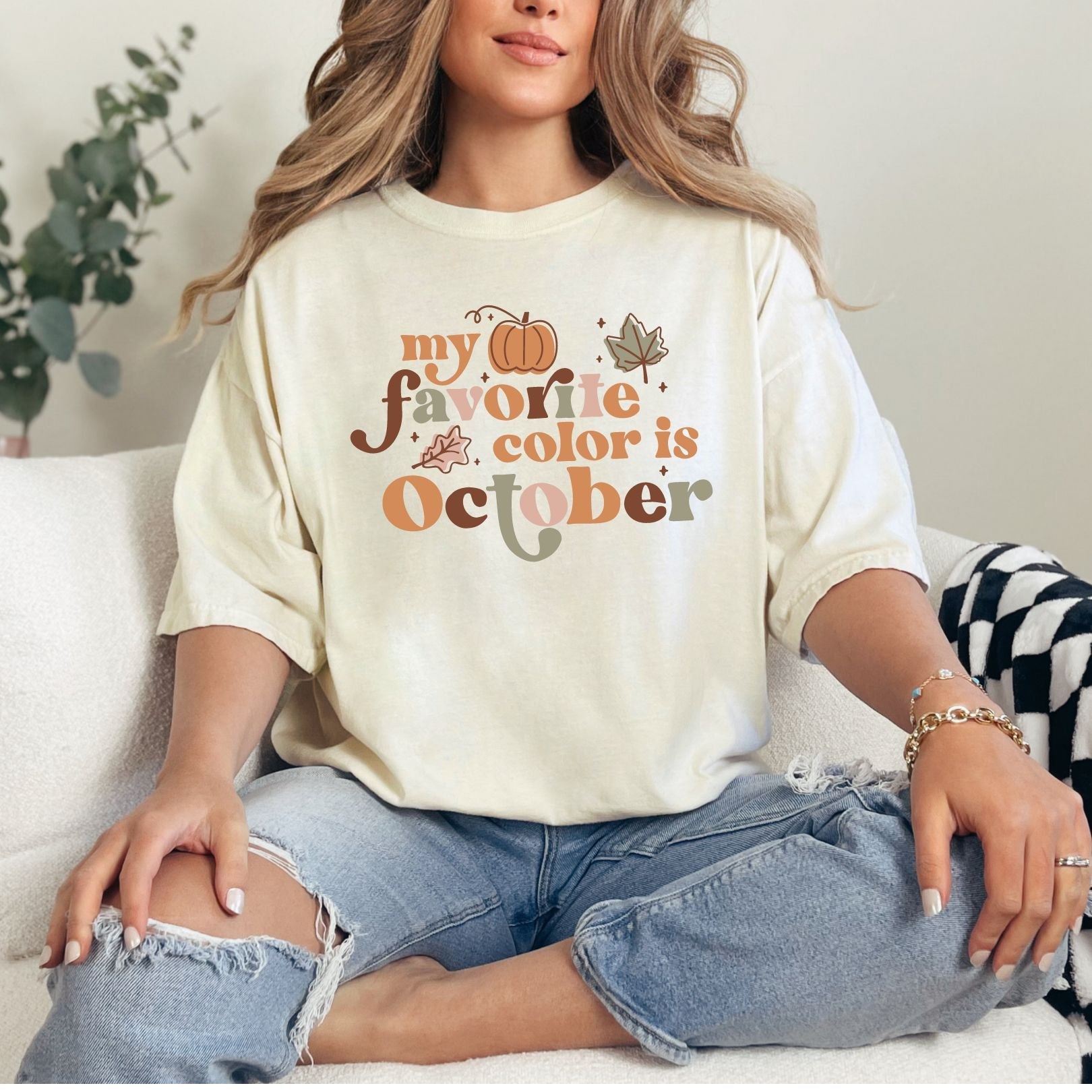 My Favorite October Graphic Tee - Trendy Fall T-Shirt for Women & Men | Perfect for Halloween, Autumn Outfits & Casual Wear