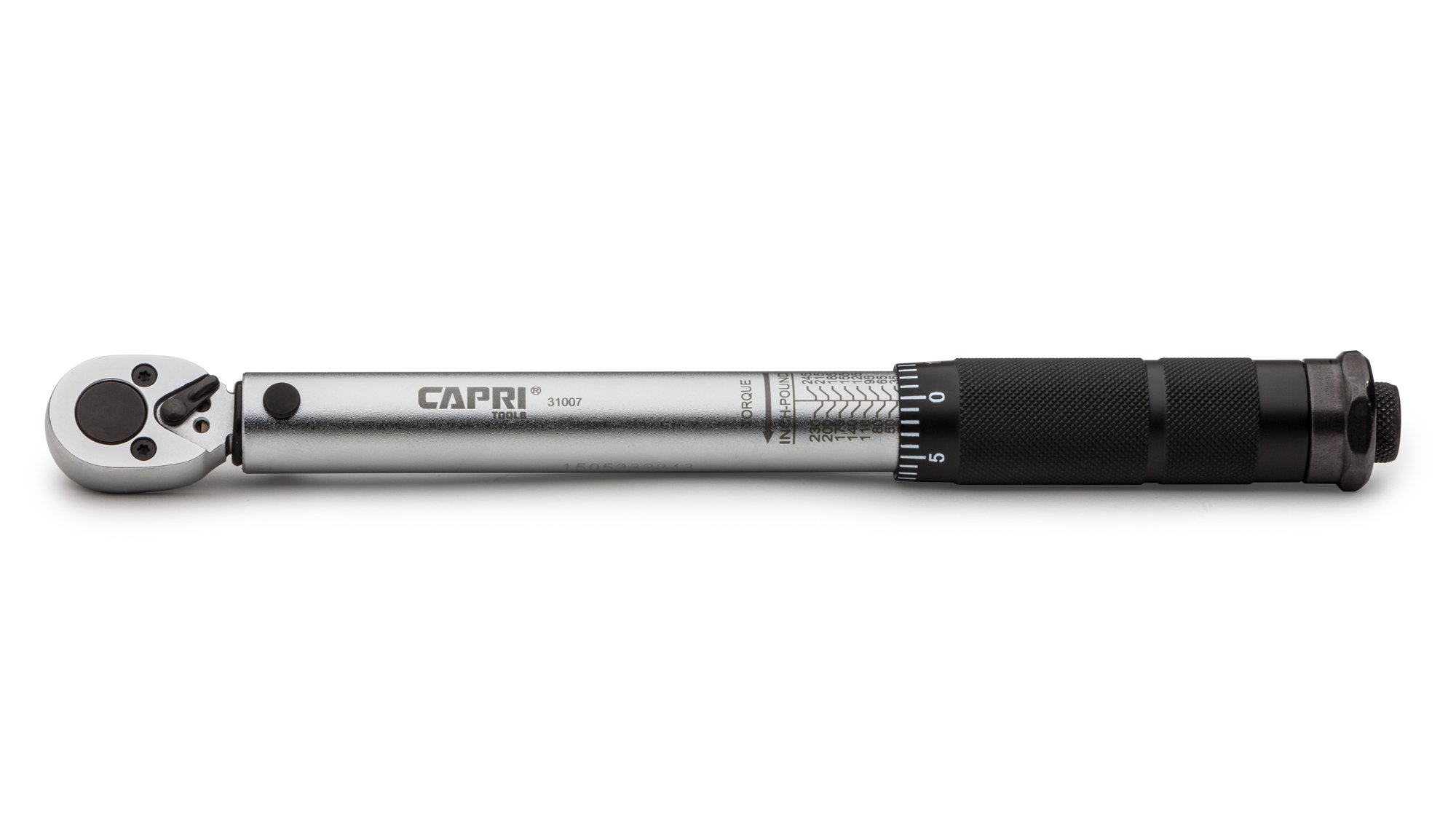 Capri Tools 31007 1/4-Inch Drive Torque Wrench (50-245 Inch Pound) - Precision Torque Control for Automotive, Bicycle & Mechanical Repairs