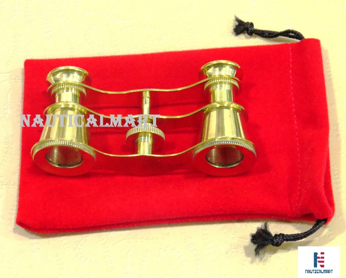 Vintage Brass Opera Glasses with Red Leather Case - Antique Theater Binoculars for Concerts, Opera & Ballet Performances - Perfect Gift for Theater Lovers
