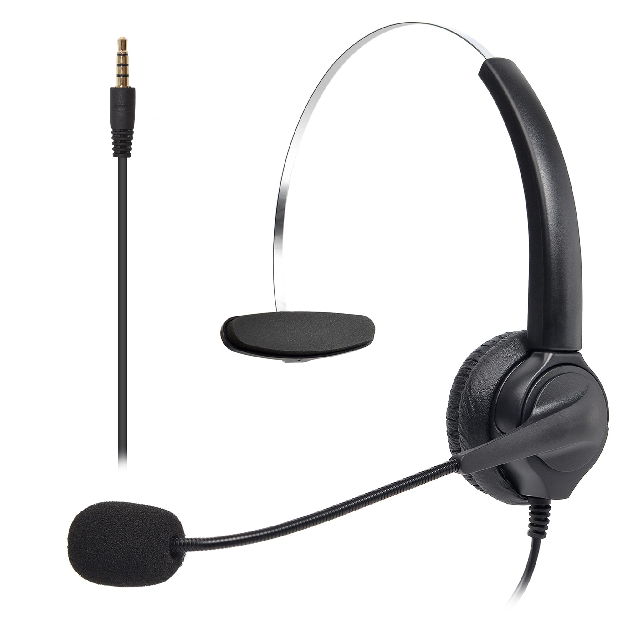 Suifdu 3.5mm Wired Headset with Noise Cancelling Microphone - Mono PC Headset for Business, Call Center, Skype, Softphone - Compatible with Laptop, Computer, Office Use
