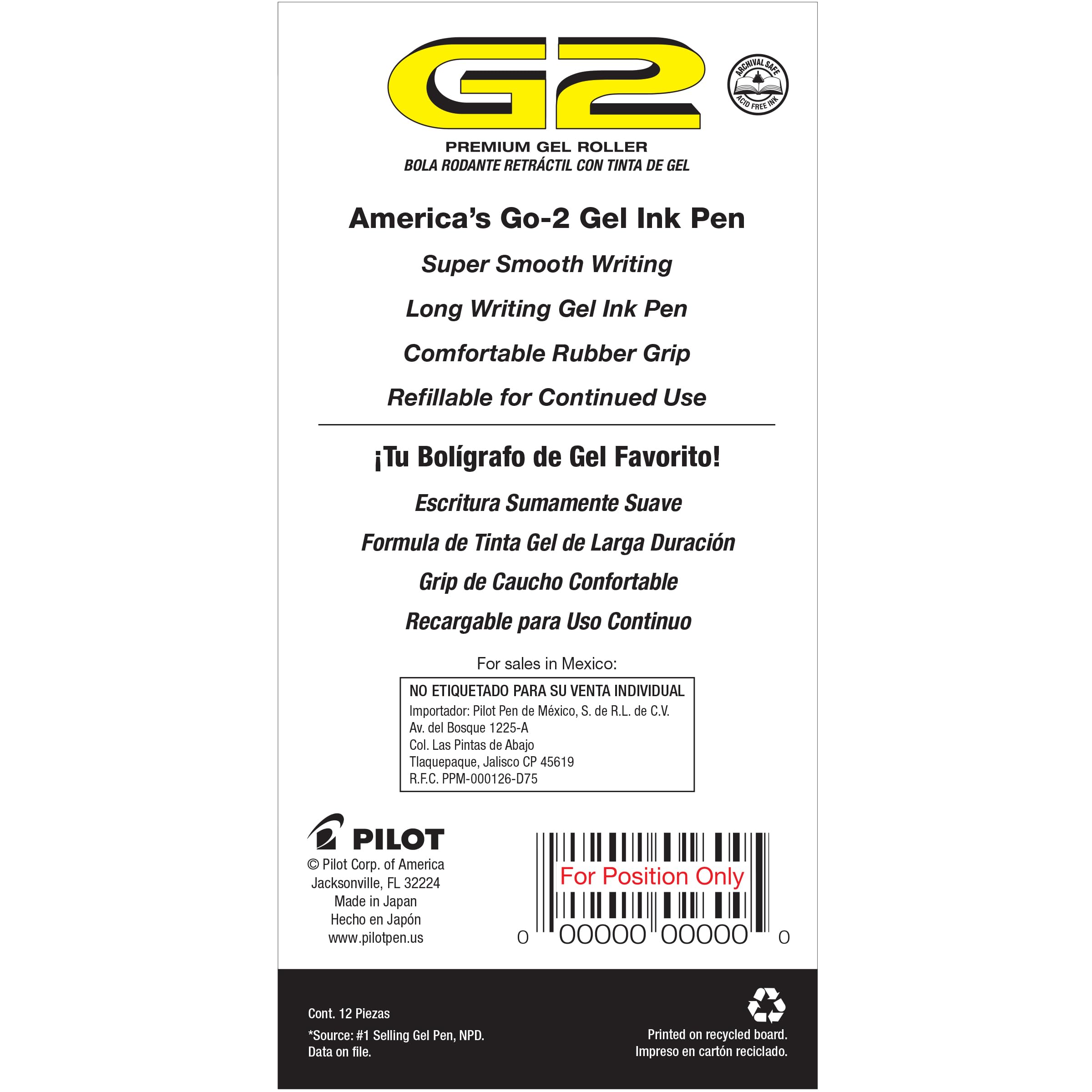 Pilot G2 Premium Gel Roller Pens - 12 Pack Bold 1mm Red Ink Pens for Office, School & Note Taking - Smooth Writing Gel Pens for Professionals & Students