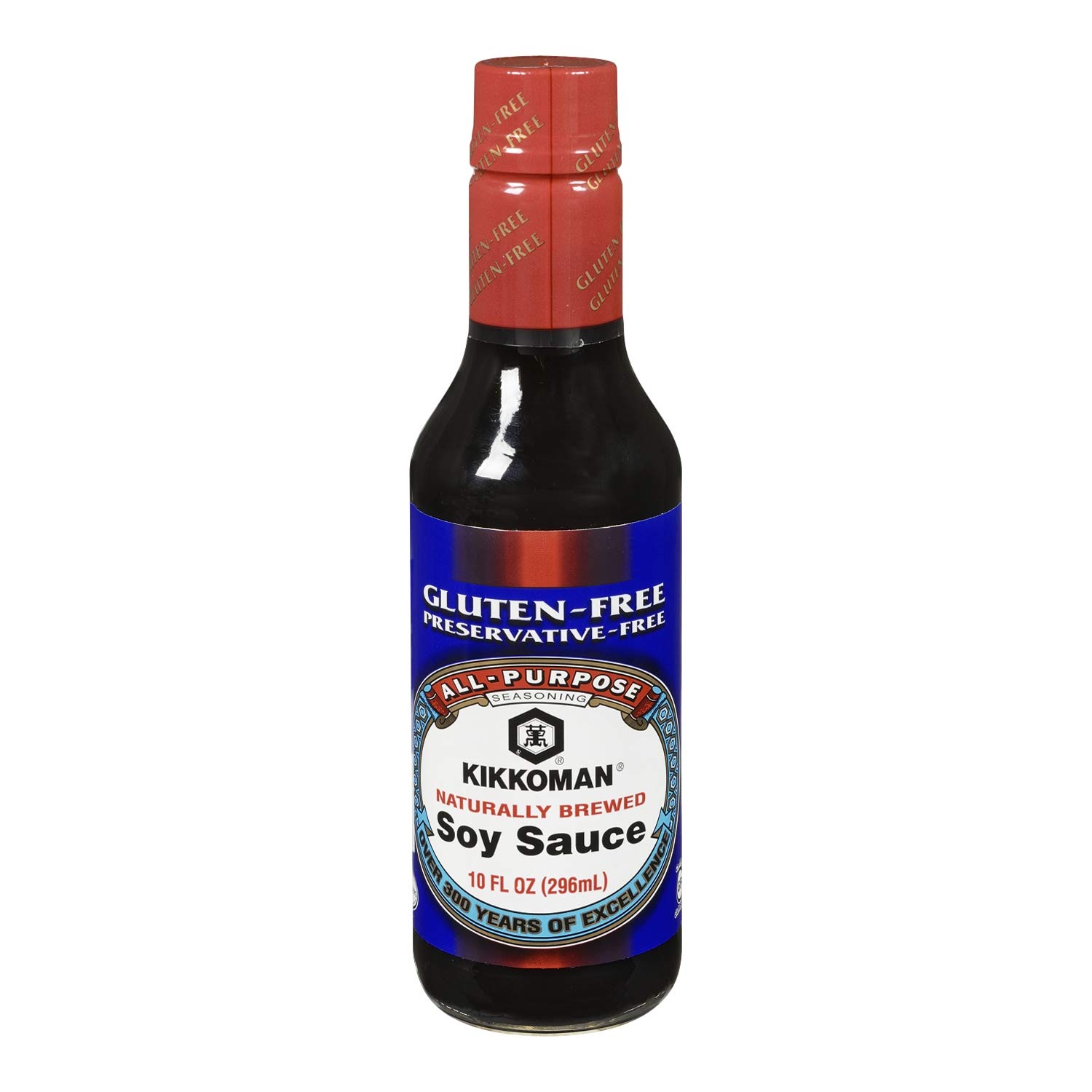 Kikkoman Gluten Free Soy Sauce - 10 oz Bottle | Premium Japanese Soy Sauce for Cooking, Sushi, Stir Fry & Marinades