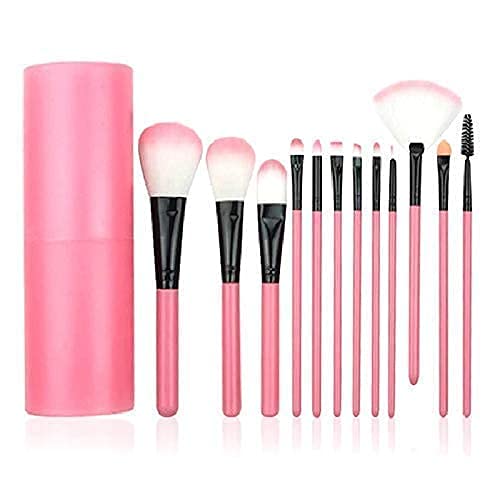 BELLAS 12Pcs Pink Makeup Brush Set for Eyeshadow Foundation & Contour - Perfect for Professional Makeup & Travel