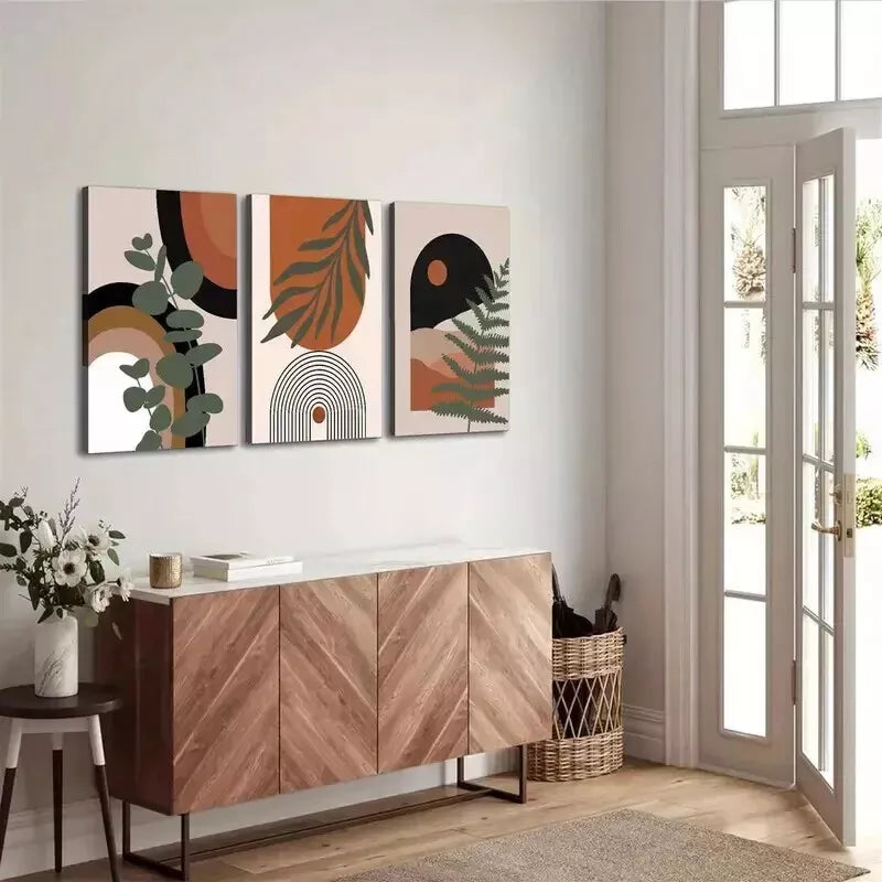 3-Piece Desert & Palm Leaves Wall Art Set - Framed Canvas 50x70cm - High Quality Print - 100% Australian Made - Ready to Hang - Perfect for Living Room, Bedroom & Office Decor