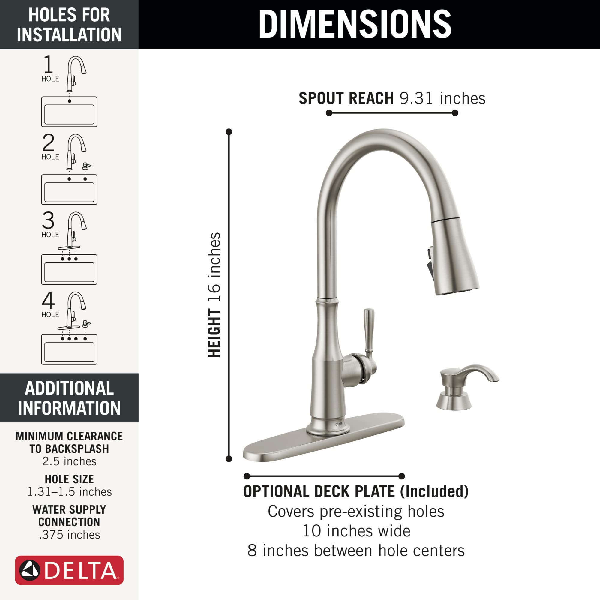 Delta 19877Z-SPSD-DST Capertee Brushed Nickel Kitchen Faucet with Pull Down Sprayer & Soap Dispenser - Magnetic Docking Spray Head, SpotShield Finish for Easy Cleaning - Perfect for Modern Kitchens & Busy Home Chefs