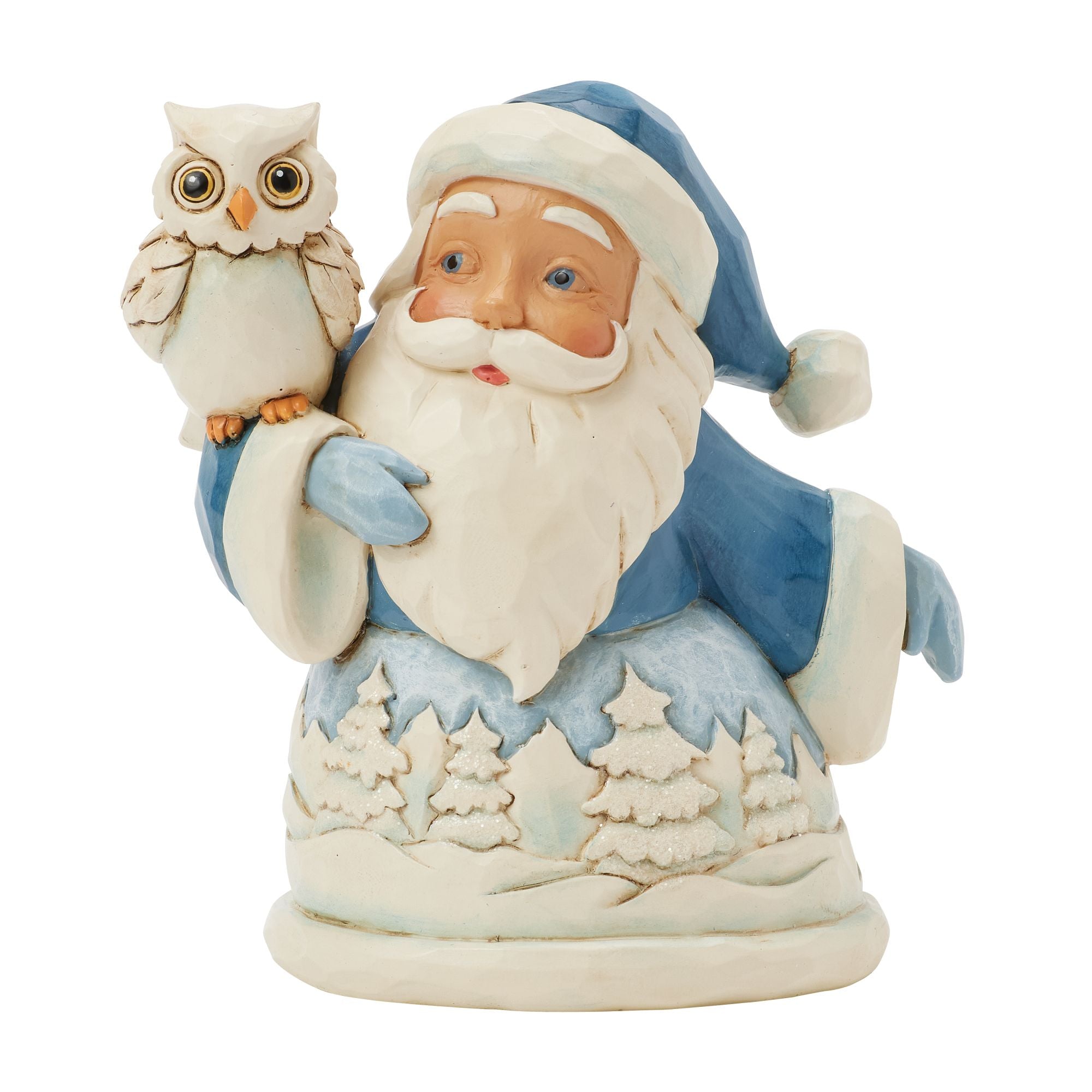 Blue Santa with Owl Mini Christmas Ornament - Handmade Holiday Decor for Tree, Gift, and Festive Home Decoration