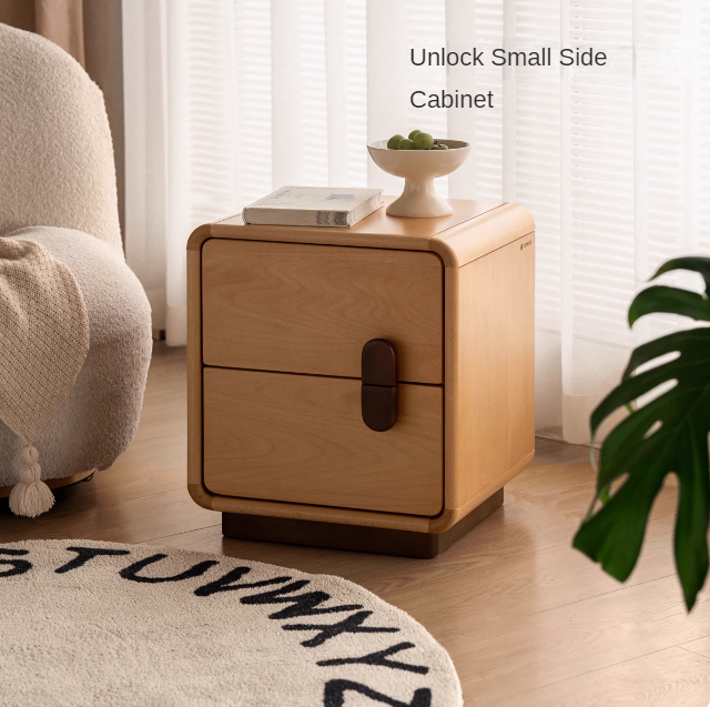 Solid Beech Wood Nightstand with Storage - Bedside Table for Bedroom, Living Room, or Office - Compact & Stylish Home Furniture