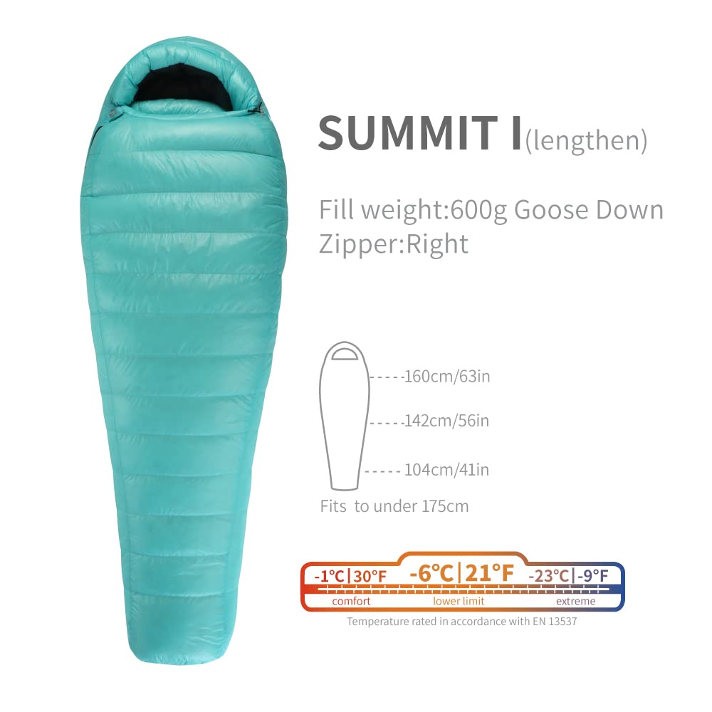 Summit1 Series -6°F 800FP Goose Down Sleeping Bag - Ultralight Backpacking & Camping Sleeping Bag for Men & Women (Lime Punch, Lengthen) - Perfect for Cold Weather Hiking, Mountaineering & Outdoor Adventures