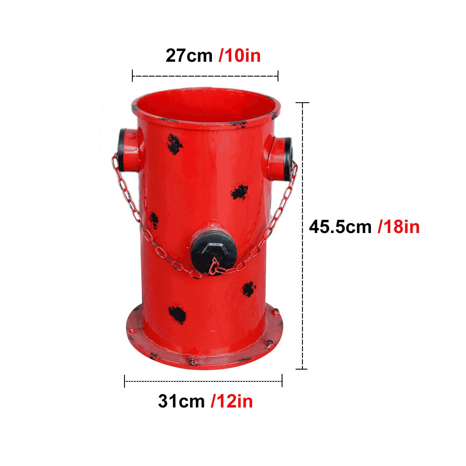 Distressed Iron Umbrella Stand with Drip Tray - Industrial Round Walking Stick Holder - Fire Hydrant Design for Indoor/Outdoor Entryway Organization - Perfect for Home, Office, and Restaurant Use