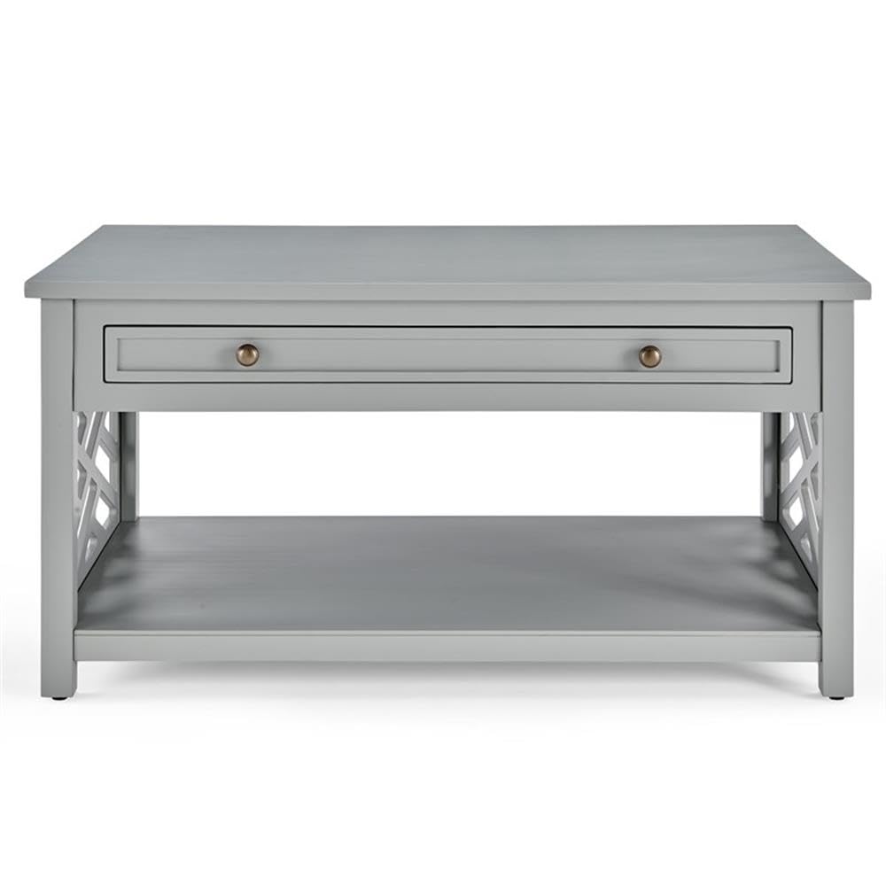 BOWERY HILL 36 Inch Wide Gray Wood Coffee Table with Storage Drawer - Perfect for Living Room, Office, and Small Spaces