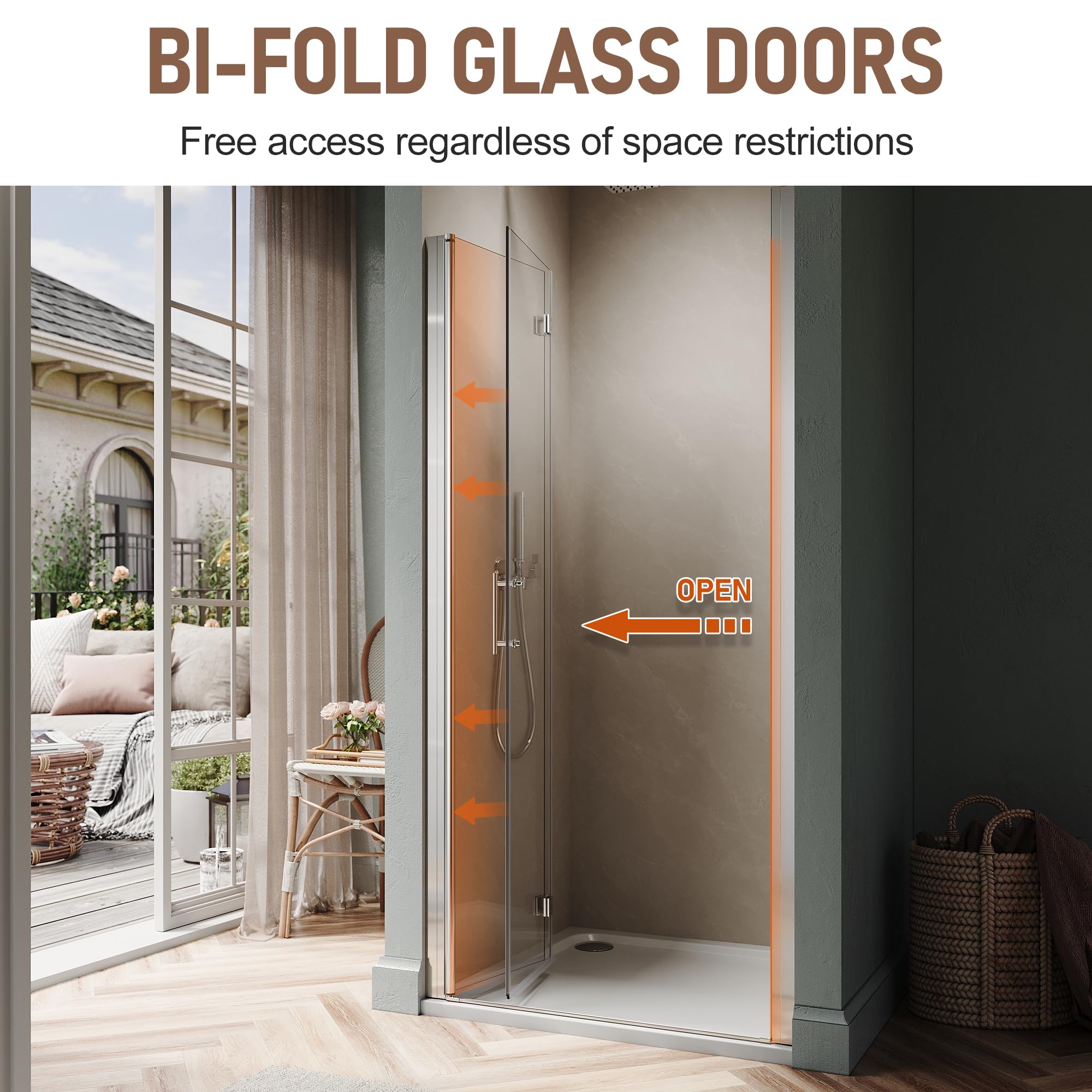 Frameless Bi-Fold Shower Glass Door - 1/4