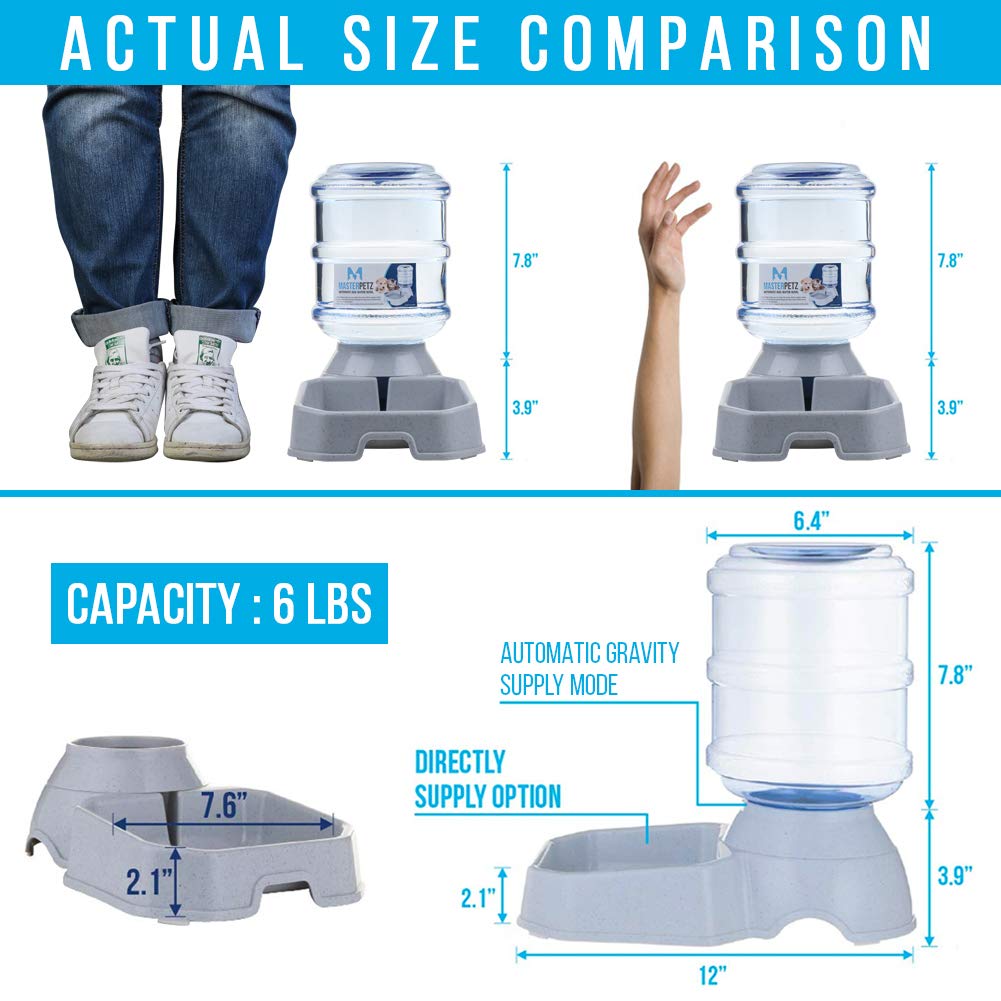 Automatic Pet Water Dispenser - 1 Gallon (3.8L) Gravity Water Bowl for Dogs & Cats Under 30lbs, Wide Stainless Steel Bowl with Safety Lock | Perfect for Home, Office & Travel Use | Includes Free Dog Food Recipe eBook
