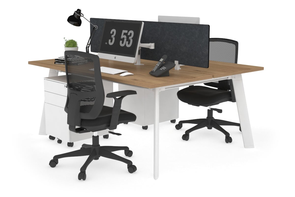 2-Person Workstation with White Frame - 1200L x 700W Dimensions - Perfect for Office, Home Office, and Collaborative Workspaces