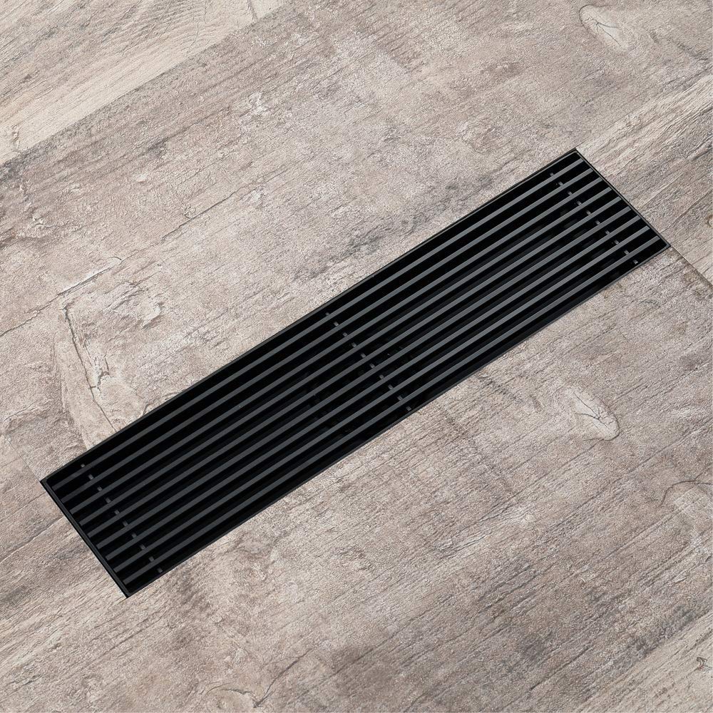 **30X7cm Black Stainless Steel Floor Drain - Rectangle Bathroom Hair Strainer & Kitchen Toilet Anti-Odor Drain - 304 Stainless Steel (Stainless Steel Color) - Perfect for Showers, Basins, and Laundry Rooms**