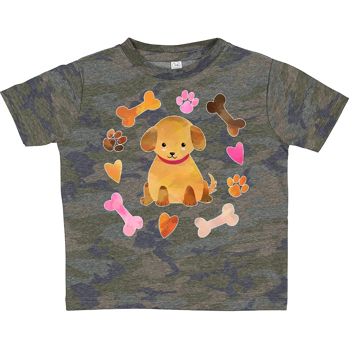 Inktastic Cute Puppy Valentine with Hearts and Bones Toddler T-Shirt - Adorable Dog Lover Outfit for Kids Birthday & Valentine's Day Gifts