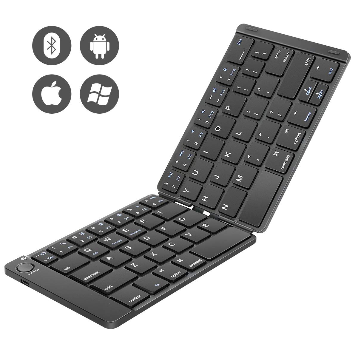 Foldable Bluetooth Keyboard - Ultra Slim Portable Wireless for iOS/Android/Windows - Perfect for Travel & Mobile Work
