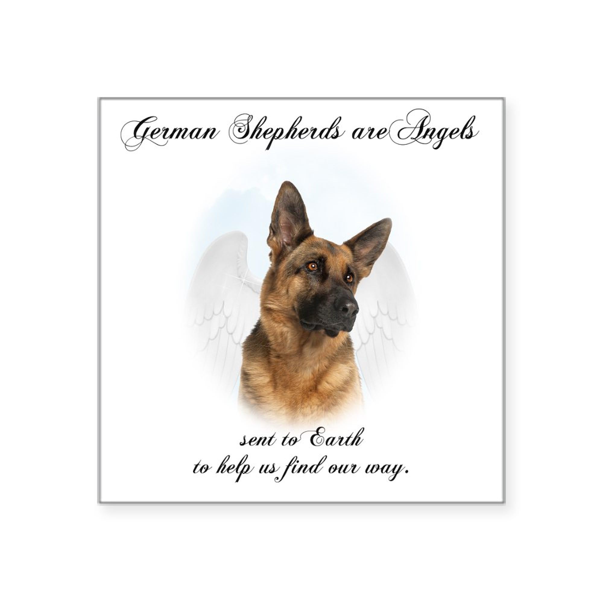German Shepherd Angel Square Sticker 3x3 Inch - Durable Car Bumper Decal for Vehicles, Laptops & Windows | Perfect for Pet Lovers, German Shepherd Owners & Car Enthusiasts
