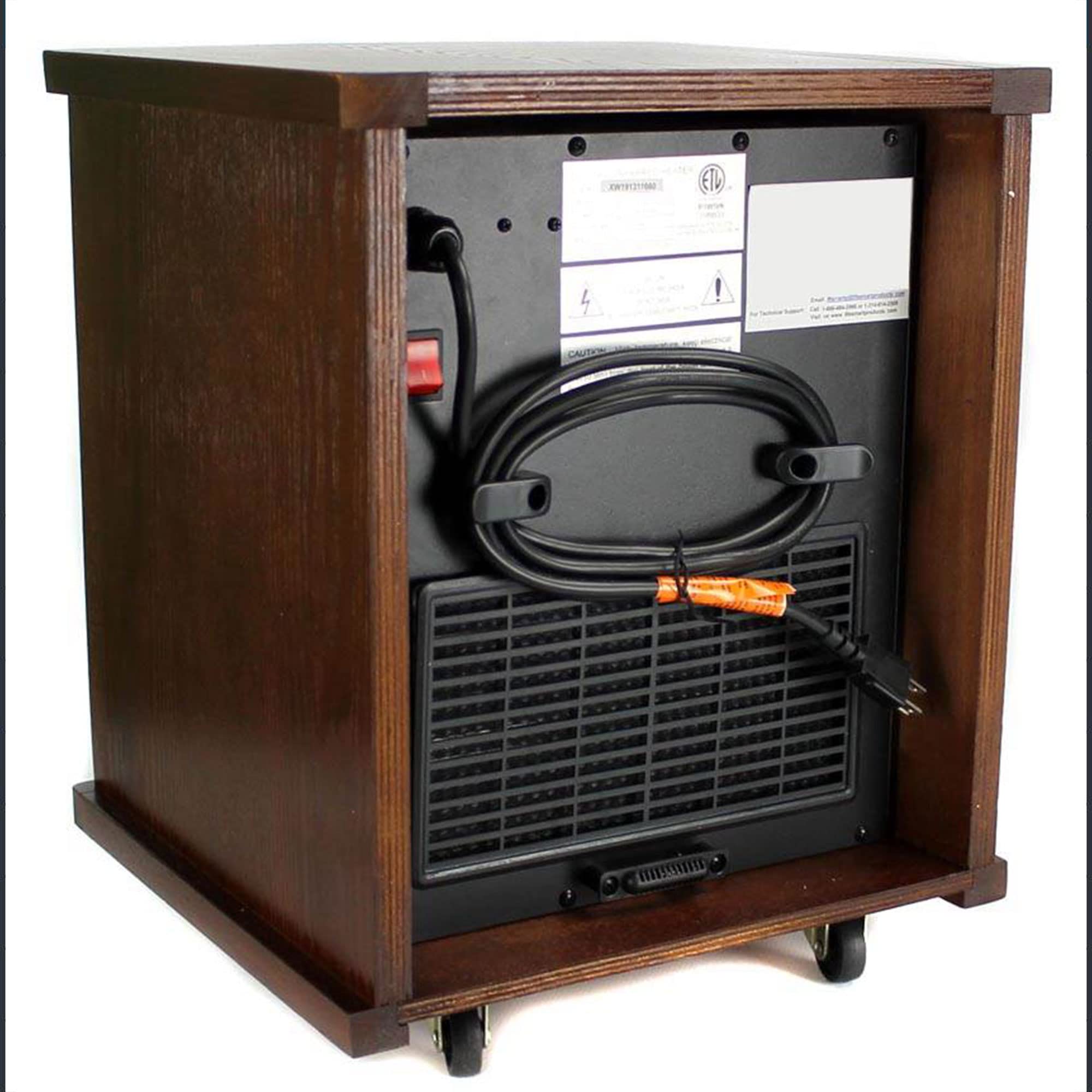 Lifesmart 6-Element 1500W Portable Infrared Quartz Space Heater with Remote Control - Dark Oak (2 Pack) - Perfect for Bedroom, Office & Indoor Heating