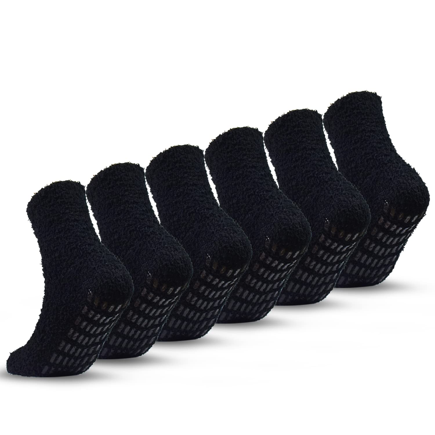 Non-Slip Fuzzy Slipper Socks for Men - 6 Pairs Cozy Grip Socks for Hospital, Home & Winter Comfort