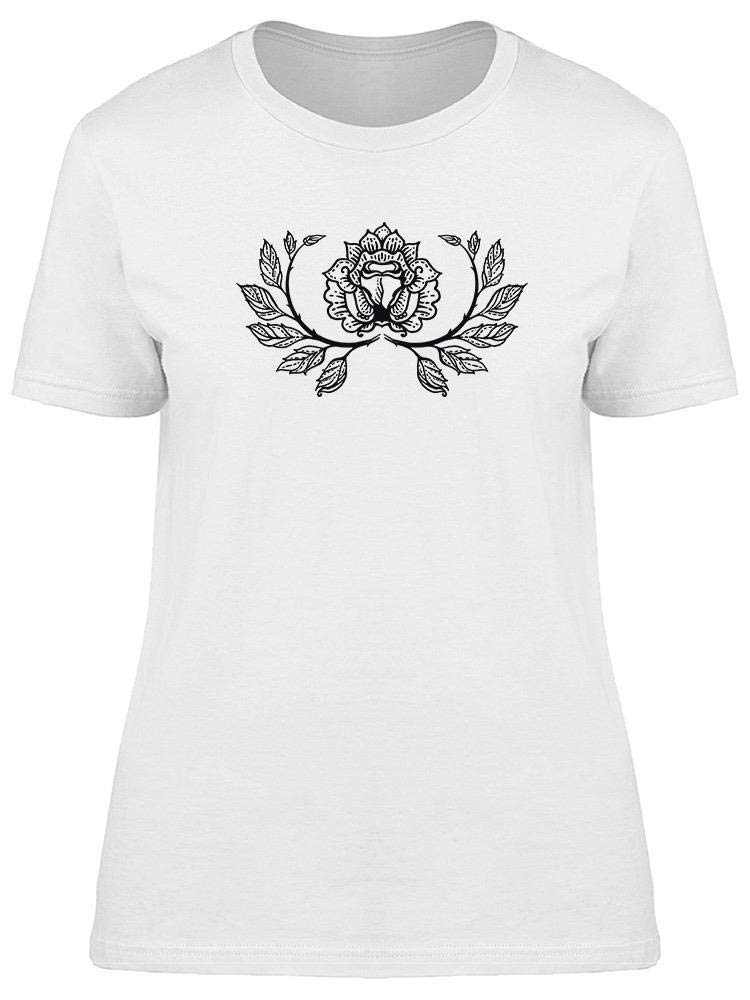 Rose and Branches Sketch Tee for Women - Trendy Floral Graphic T-Shirt for Casual Wear, Outings & Street Style Fashion