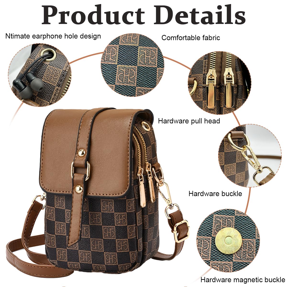 PALAY® Women's Stylish PU Leather Crossbody Sling Bag - Phone Holder Wallet Purse with Pocket - Perfect Mini Shoulder Bag for Mother's Day Gift, Daily Use, Travel & Shopping