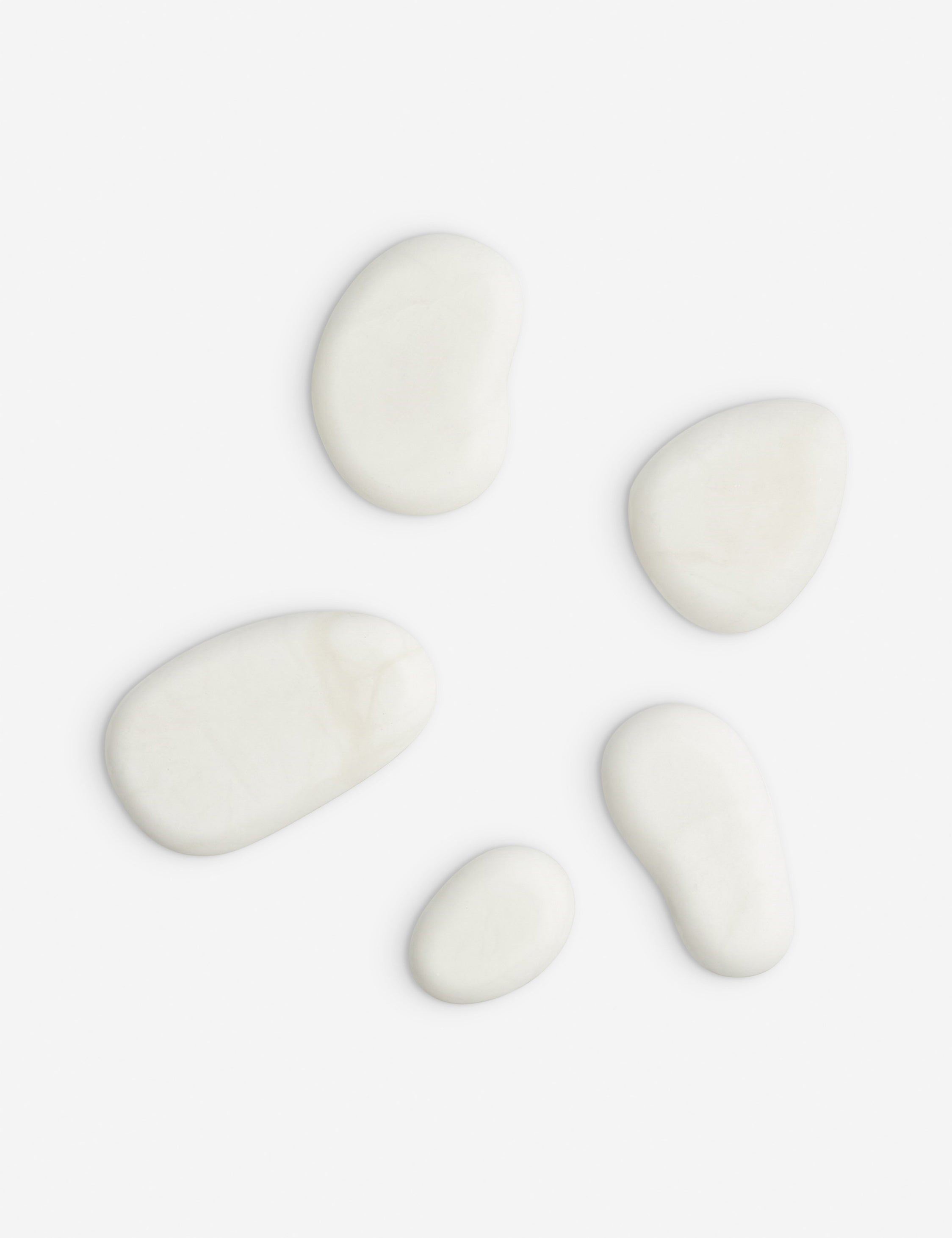 Natural Alabaster River Rocks Set of 5 - Smooth Decorative Stones for Zen Garden, Aquarium, Landscaping & Home Decor - White Pebbles for Meditation, Fish Tank & Outdoor Design