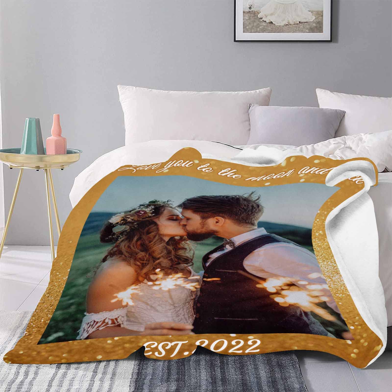 Custom Photo Collage Fleece Blanket - Personalized Couples Gift for Anniversary, Valentine's Day & Wedding - 30x40 Inch Soft Throw Blanket Made in USA - Perfect for Romantic Surprises, Home Decor & Cozy Nights