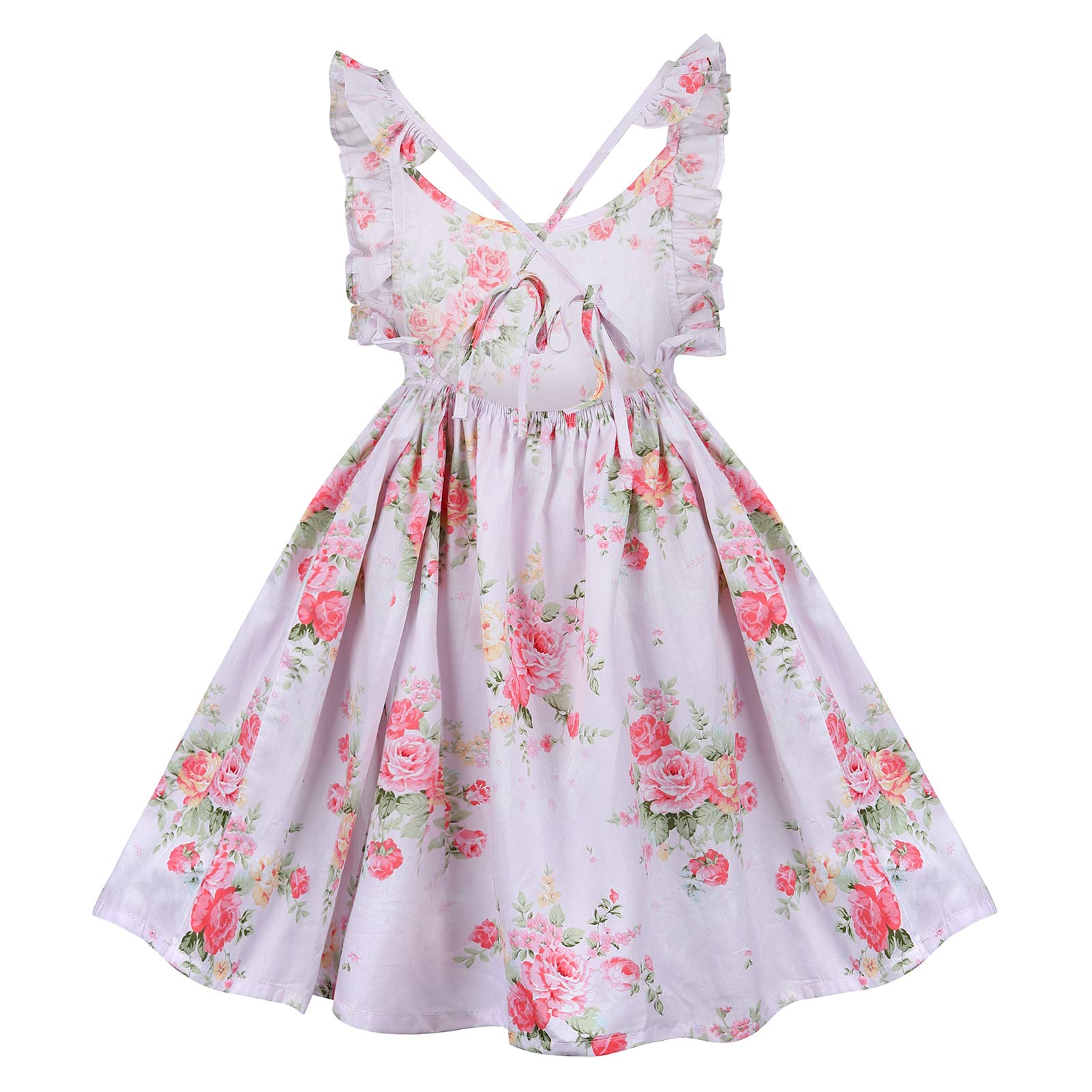 Girls' 2T-14 Floral Cotton Sundress - Casual Summer & Autumn Dress for Kids - Perfect for Playdates, Beach Outings, and Family Gatherings