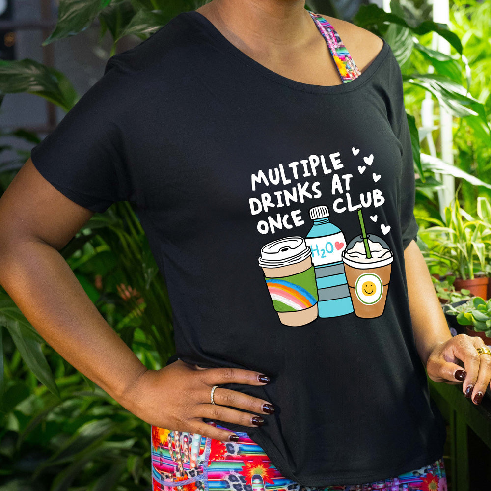 Multiple Drinks at Once Club Slouchy Tee - Trendy Oversized Casual T-Shirt for Women | Perfect for Lounging, Running Errands & Weekend Outfits