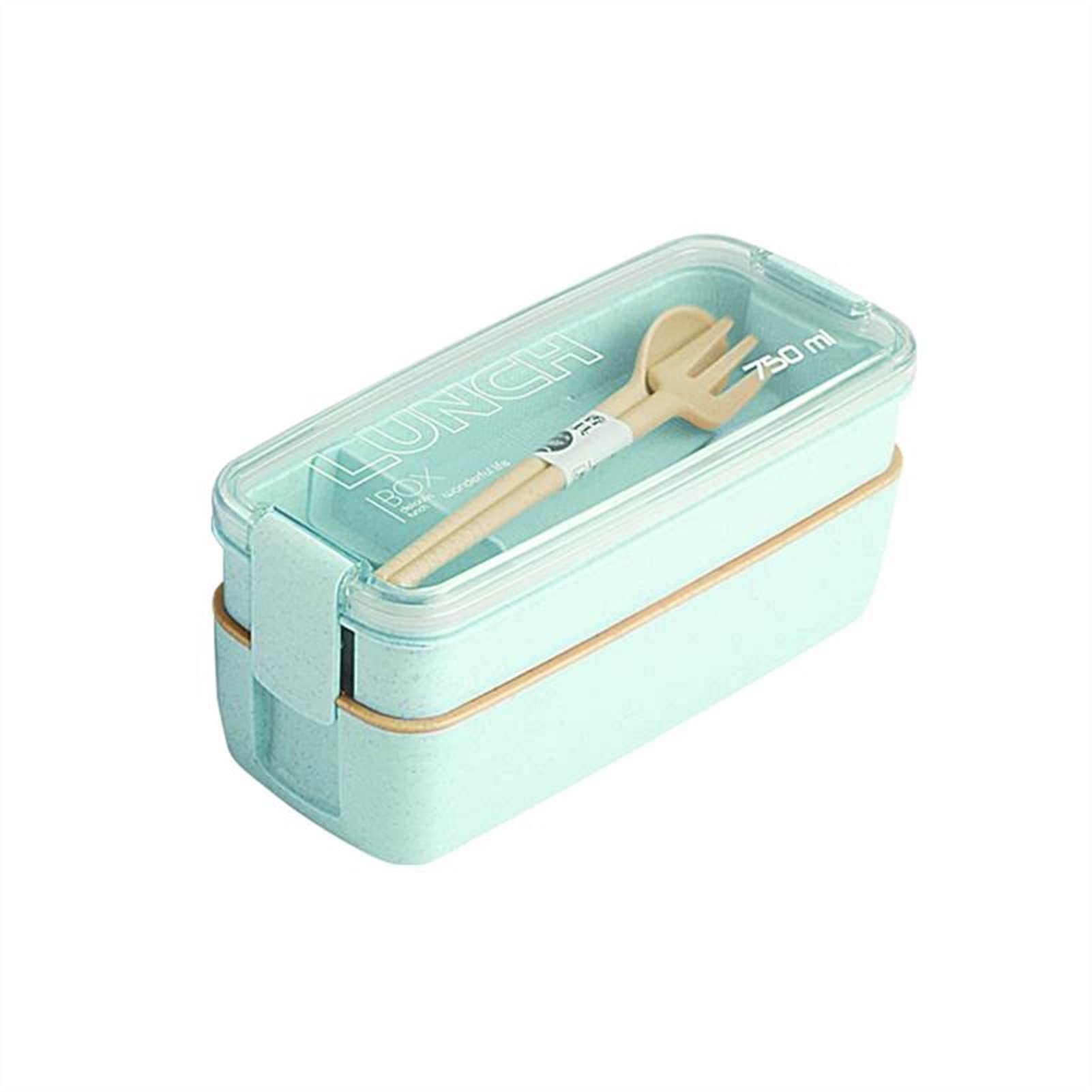 750ml Wheat Straw Bento Box - 2 Layer Eco-Friendly Lunch Box, Microwave & Dishwasher Safe Food Storage Container, Green - Perfect for Office, School, Picnics & Meal Prep