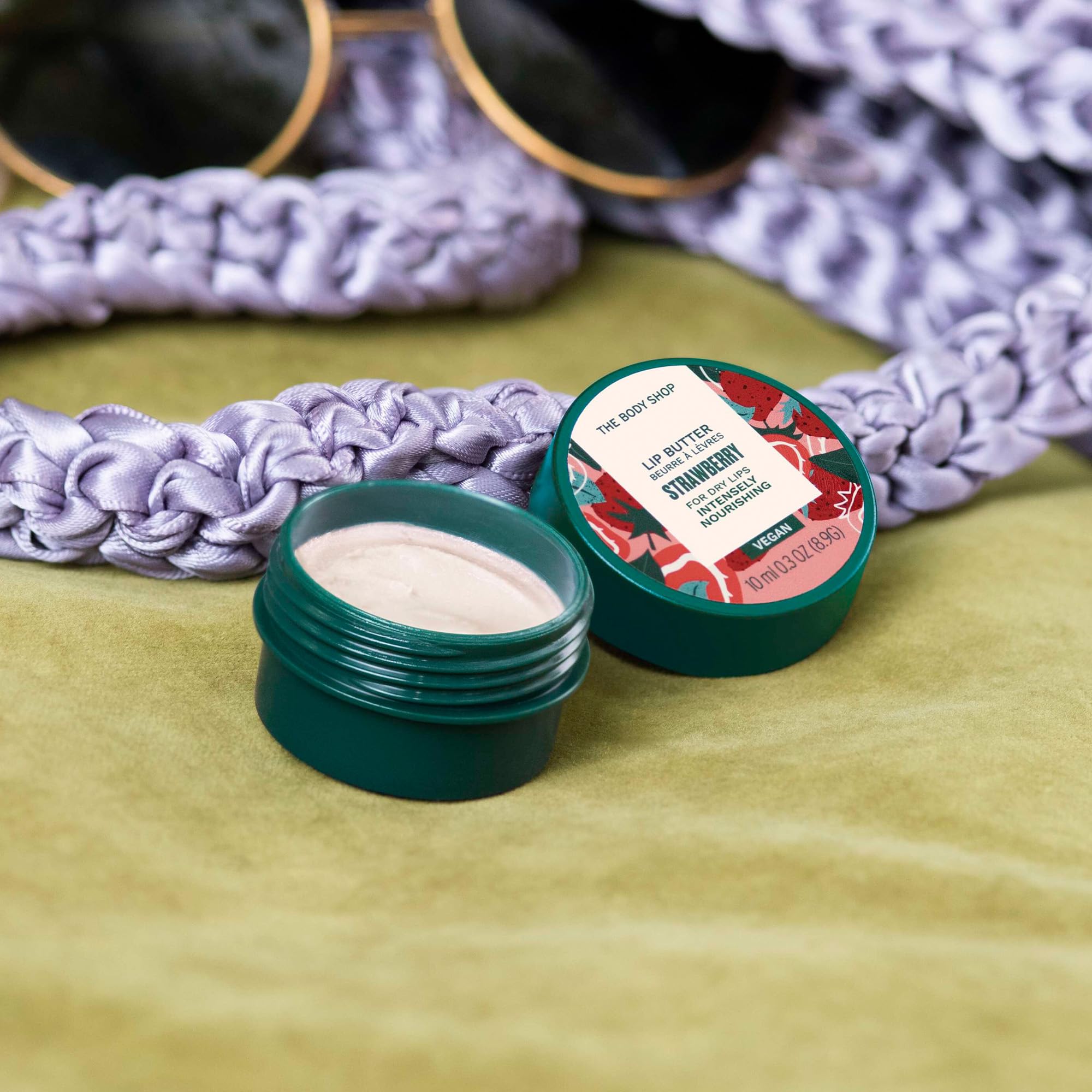 The Body Shop Strawberry Lip Butter 10ml - Moisturizing & Nourishing Lip Balm for Dry Lips - Perfect for Winter Care & Daily Hydration