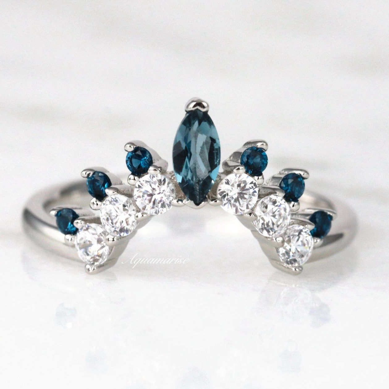 Tiara London Blue Topaz Sterling Silver Ring – Elegant Band for Women, Perfect for Weddings, Anniversaries & Special Occasions