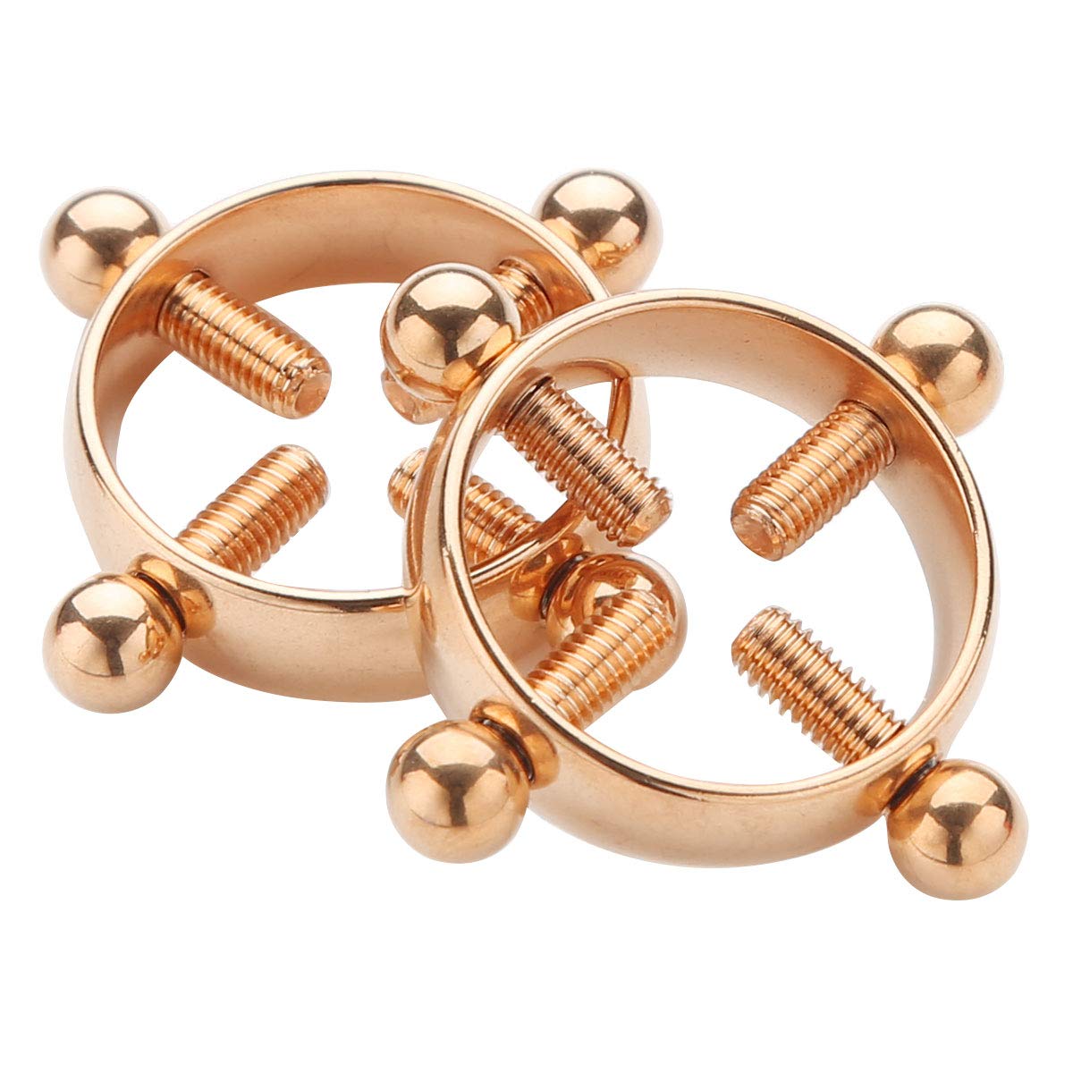 JEATHA Adjustable Non-Piercing Nipple Shield Rings - 1 Pair Body Jewelry Clamps with Screw Lock for Secure Fit | Perfect for Costume Parties, Fetish Wear & Sensual Fashion Accessories