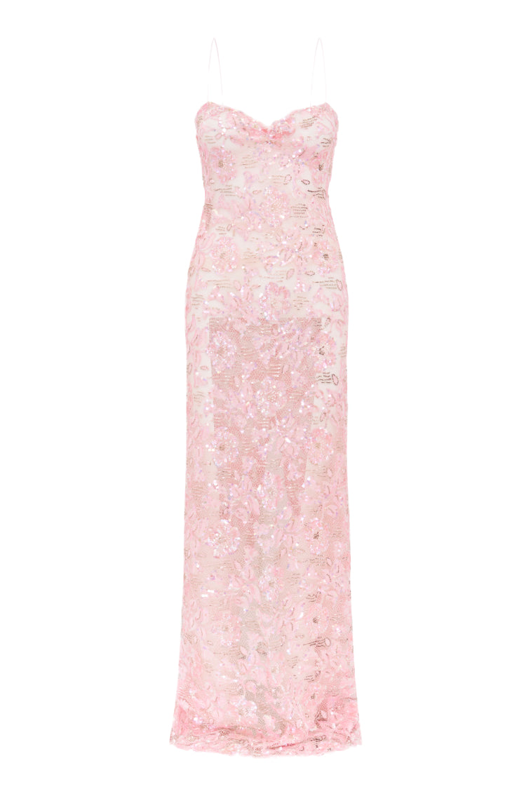 Elegant Ciona Sequin Chantilly Lace Gown - Formal Evening Dress for Prom, Wedding & Special Occasions