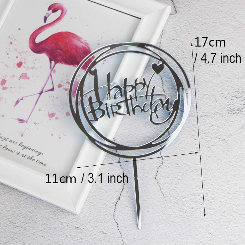 12 Pack Happy Birthday Cake Toppers - Acrylic Cupcake Toppers for Cake Decorations, Birthday Party Supplies (Silver) | Perfect for Birthday Cakes, Cupcakes, Baby Showers & Wedding Celebrations