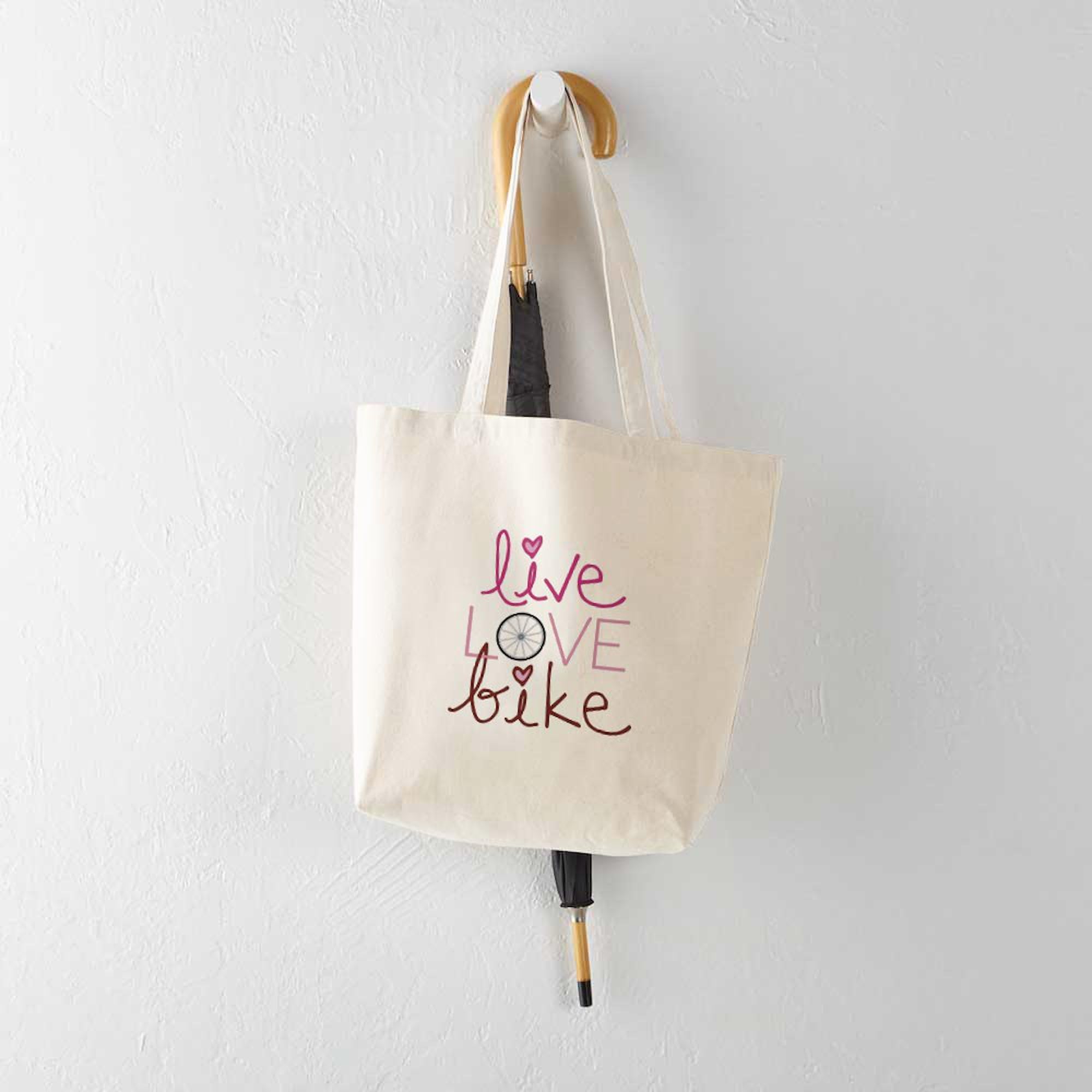 Bike Love Wheel Bicycle Tote Bag - Eco-Friendly Natural Canvas Reusable Shopping Bag for Cycling Enthusiasts | Perfect for Groceries, Commuting & Bike Rides