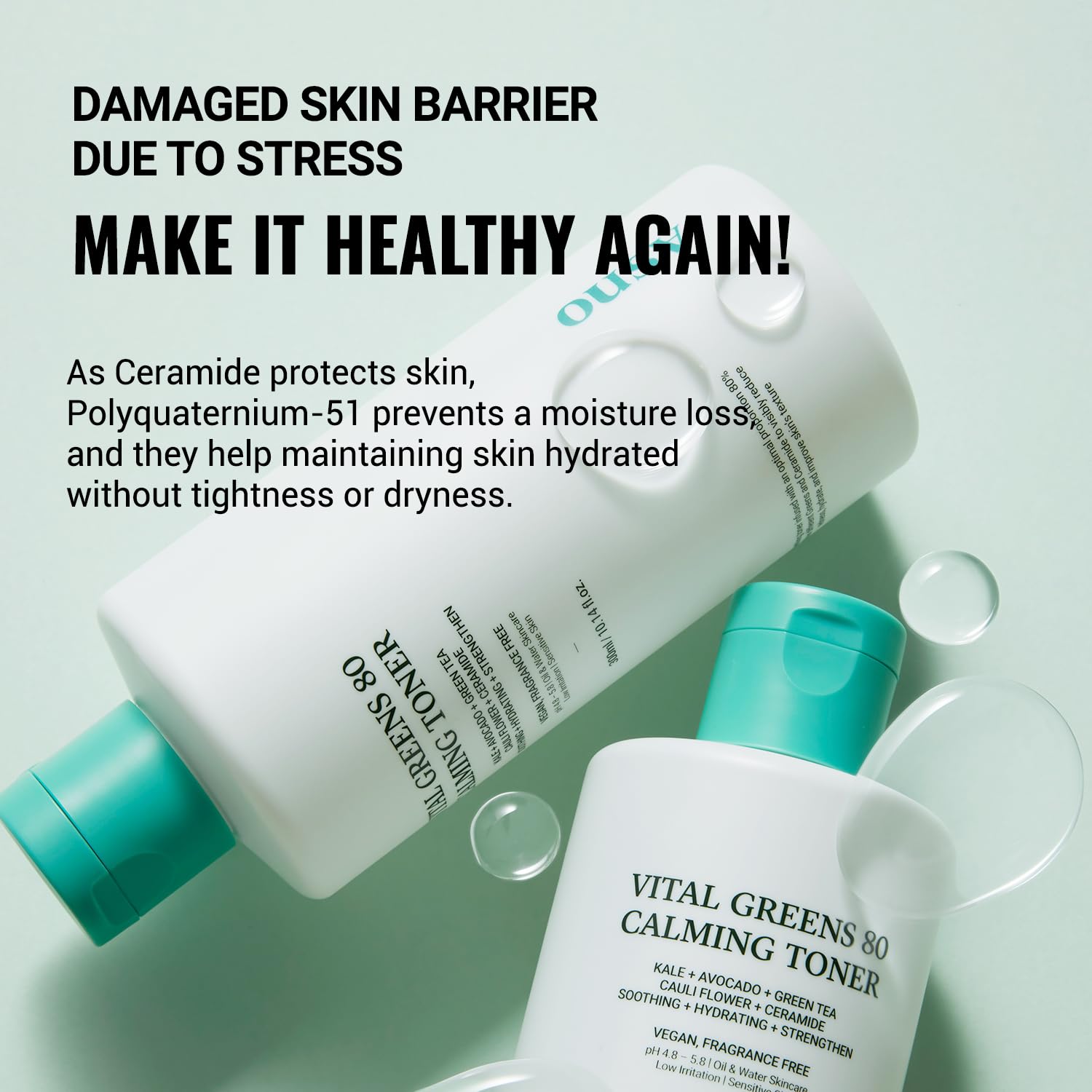 ASNO Vital Greens 80 Calming Toner for Acne & Pimple Relief | Soothing Essence with Superfoods (Kale, Avocado, Green Tea, Cauliflower) & Ceramide | Hydrating Facial Toner for Sensitive & Oily Skin | Perfect for Daily Skincare Routine & Post-Workout Refresh