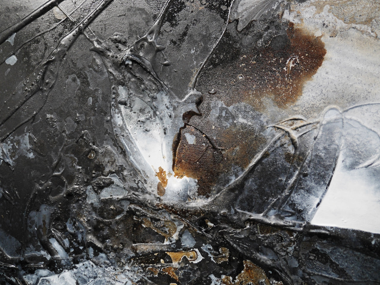 Charcoal and Ice 200cm x 80cm Textured Abstract Canvas Art - Modern Wall Decor for Living Room, Bedroom & Office