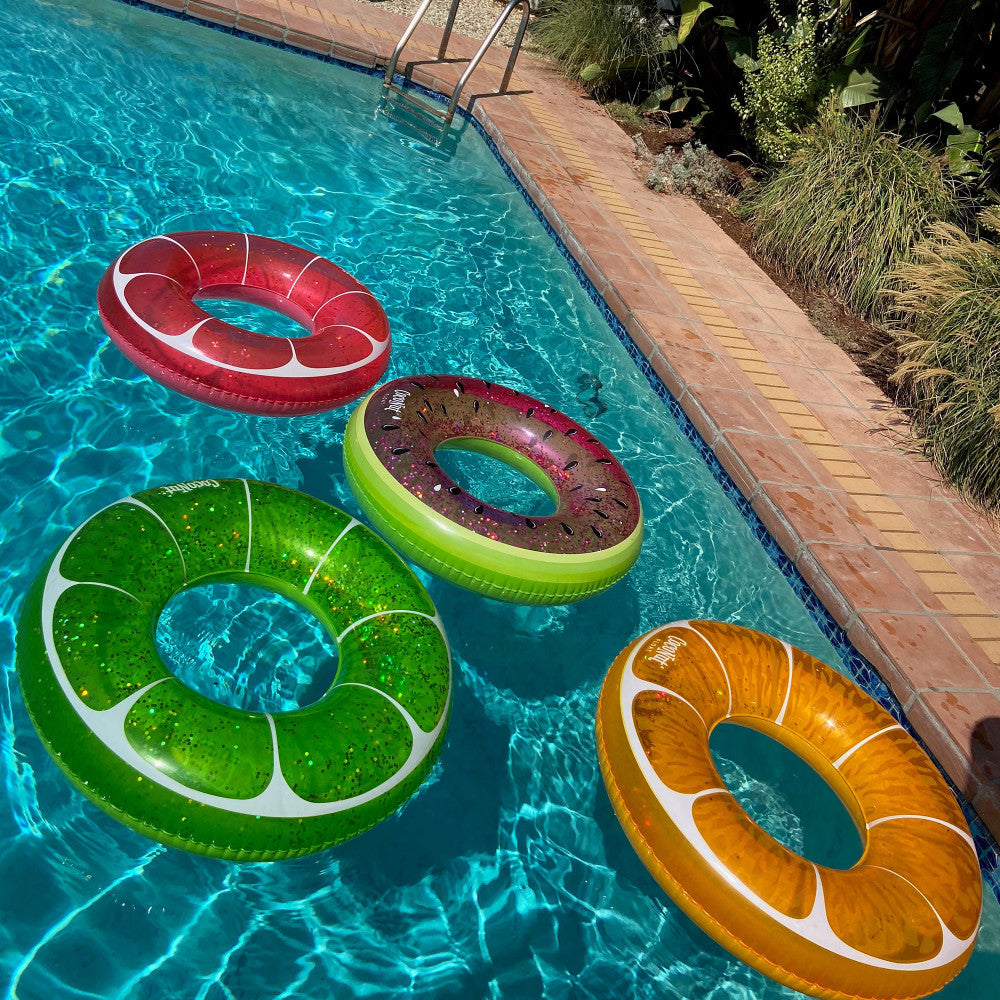**Coconut Float Watermelon Glitter 42-Inch Inflatable Pool Ring for Summer Fun, Beach Parties, and Pool Relaxation**