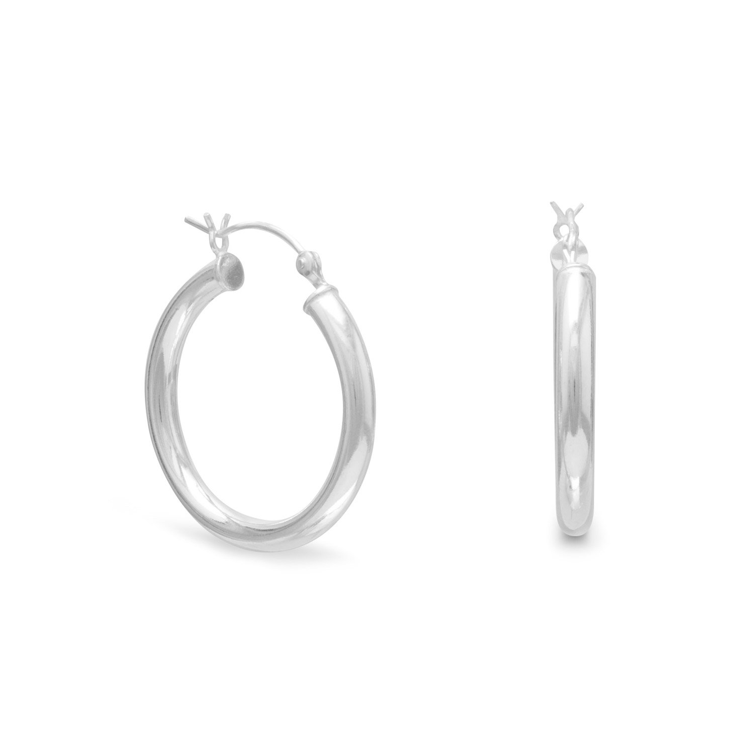3mm x 25mm 925 Sterling Silver Hoop Earrings with Secure Click Closure - Perfect for Everyday Wear, Gifts & Special Occasions
