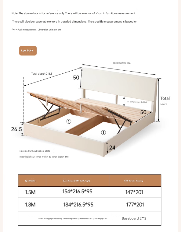 Solid Poplar Wood Box Storage Bed in Cream - Underbed Storage Solution for Small Spaces, Bedroom Organization & Minimalist Decor
