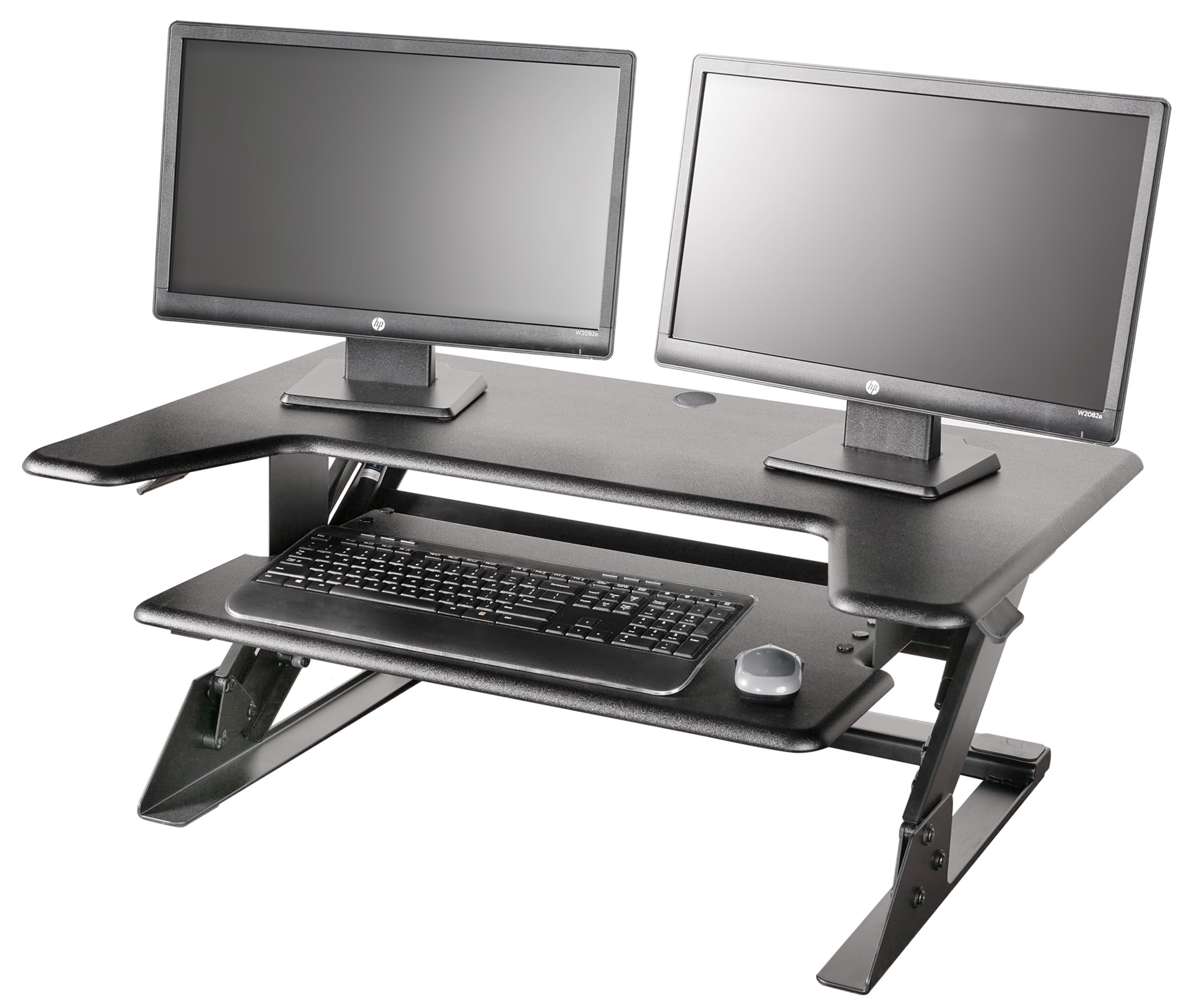 Kantek STS900 Adjustable Sit to Stand Desktop Riser - Ergonomic Black Monitor Stand for Home & Office Workspace - Perfect for Dual Monitor Setup and Improving Posture