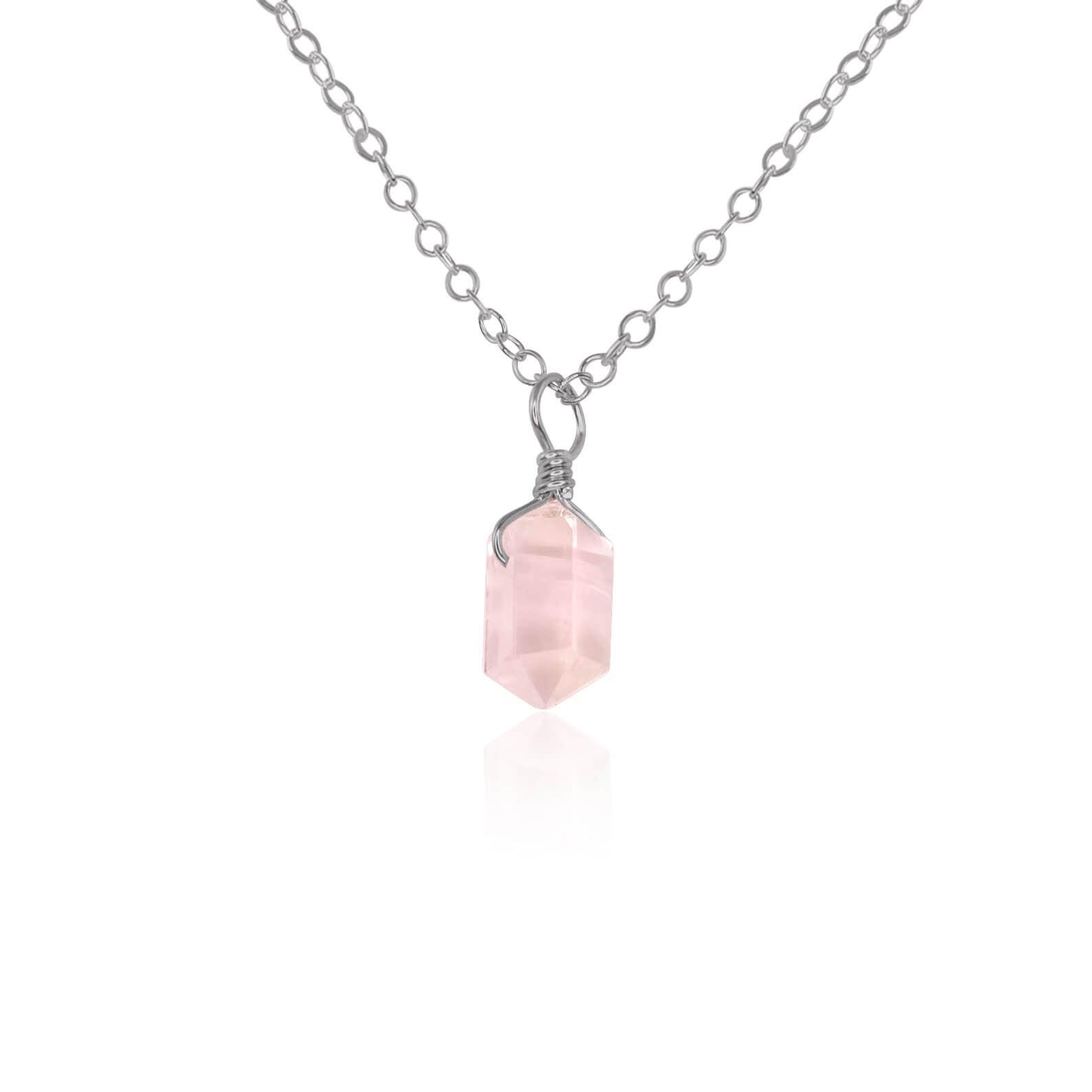 Rose Quartz Mini Double Terminated Crystal Point Pendant Necklace - Healing Crystal Jewelry for Women, Spiritual Gift & Chakra Balancing | Perfect for Meditation, Energy Work & Everyday Wear